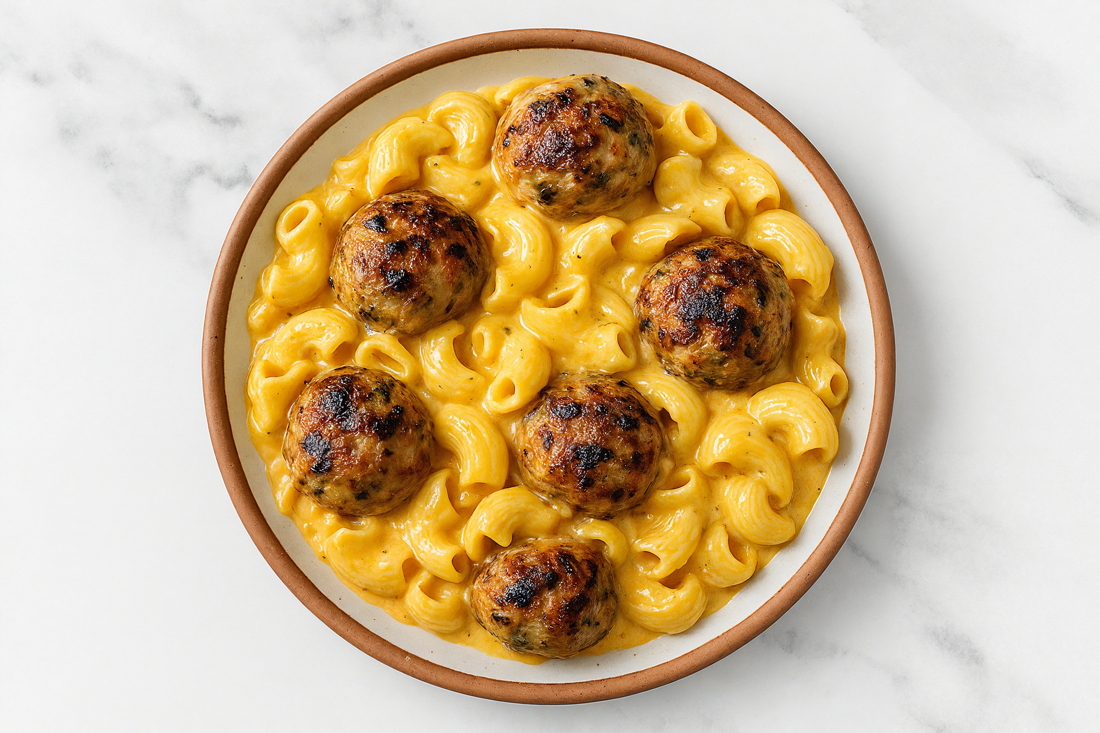 Creamy Cheddar Chiocciole Pasta with Meatballs