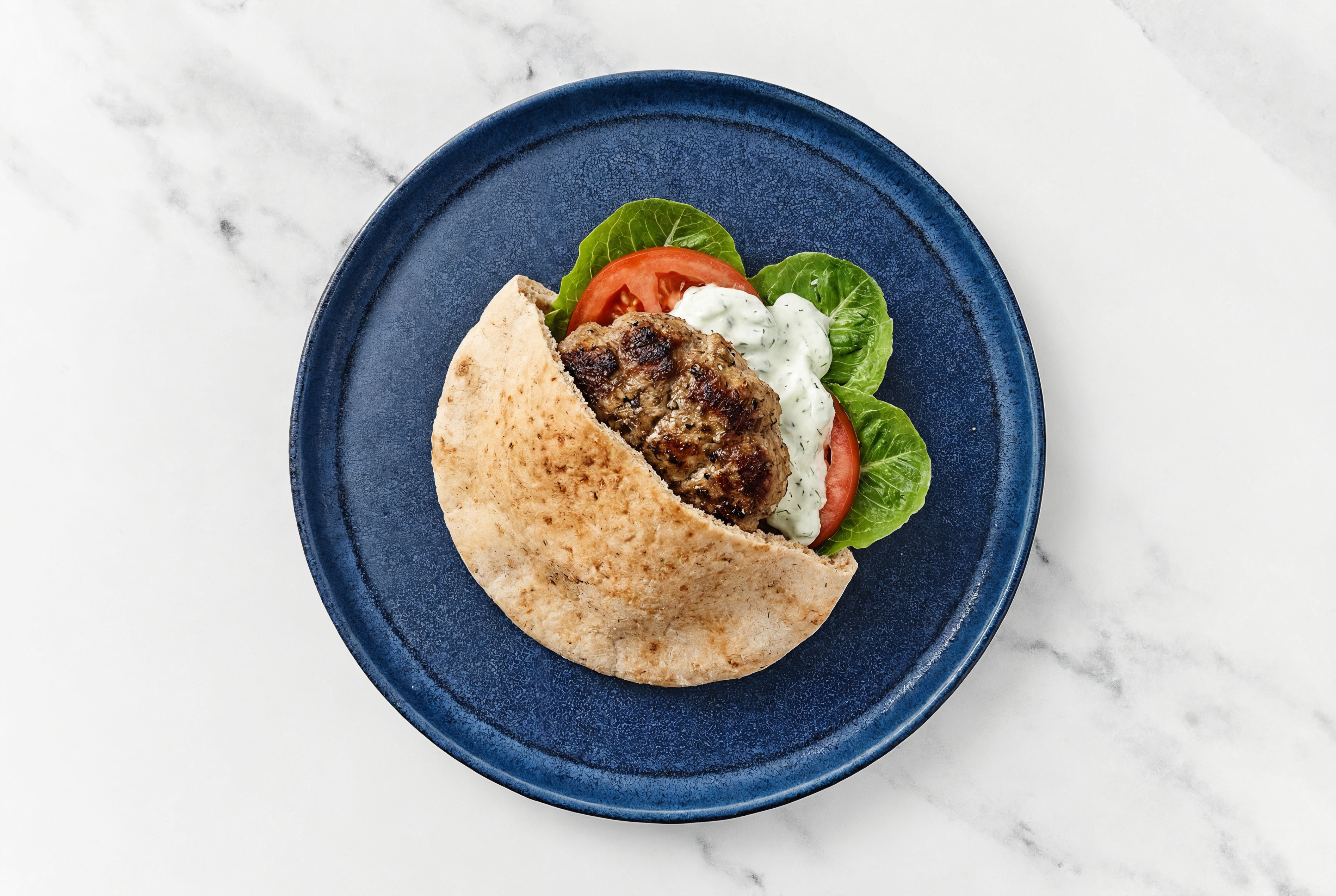 Tzatziki Lamb Burger on Whole Grain Pita Pockets Bread