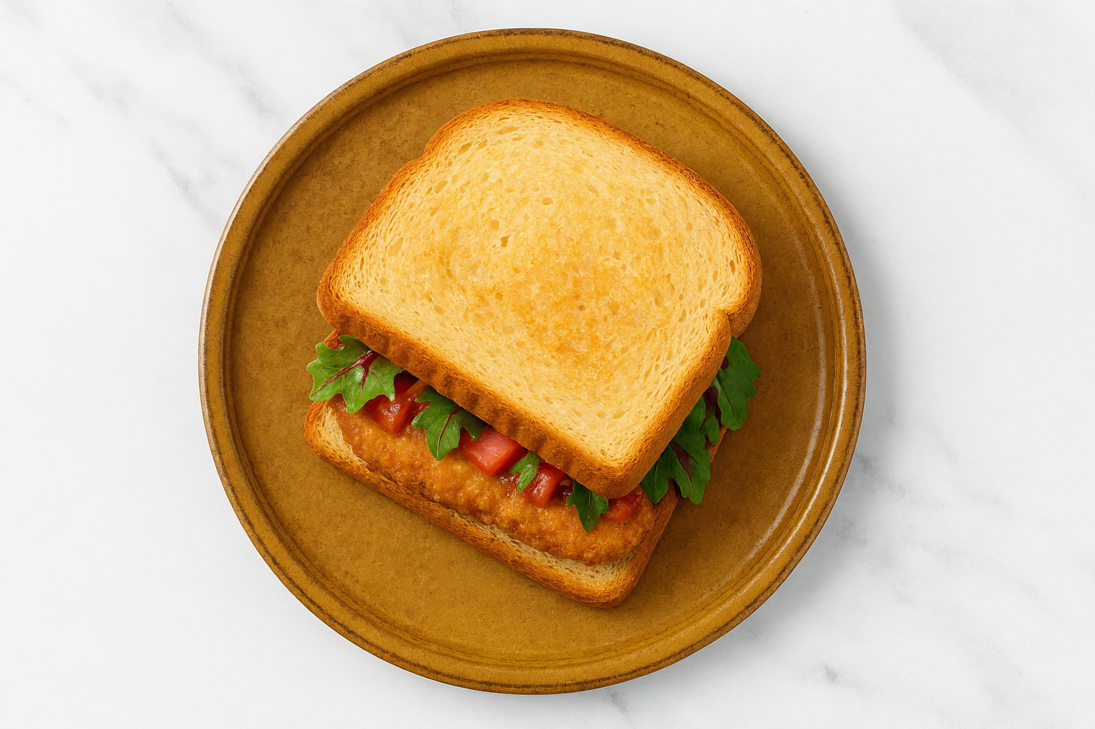 Mexican "Chicken" Tenders Sandwich with Spring Mix on Honey White Bread