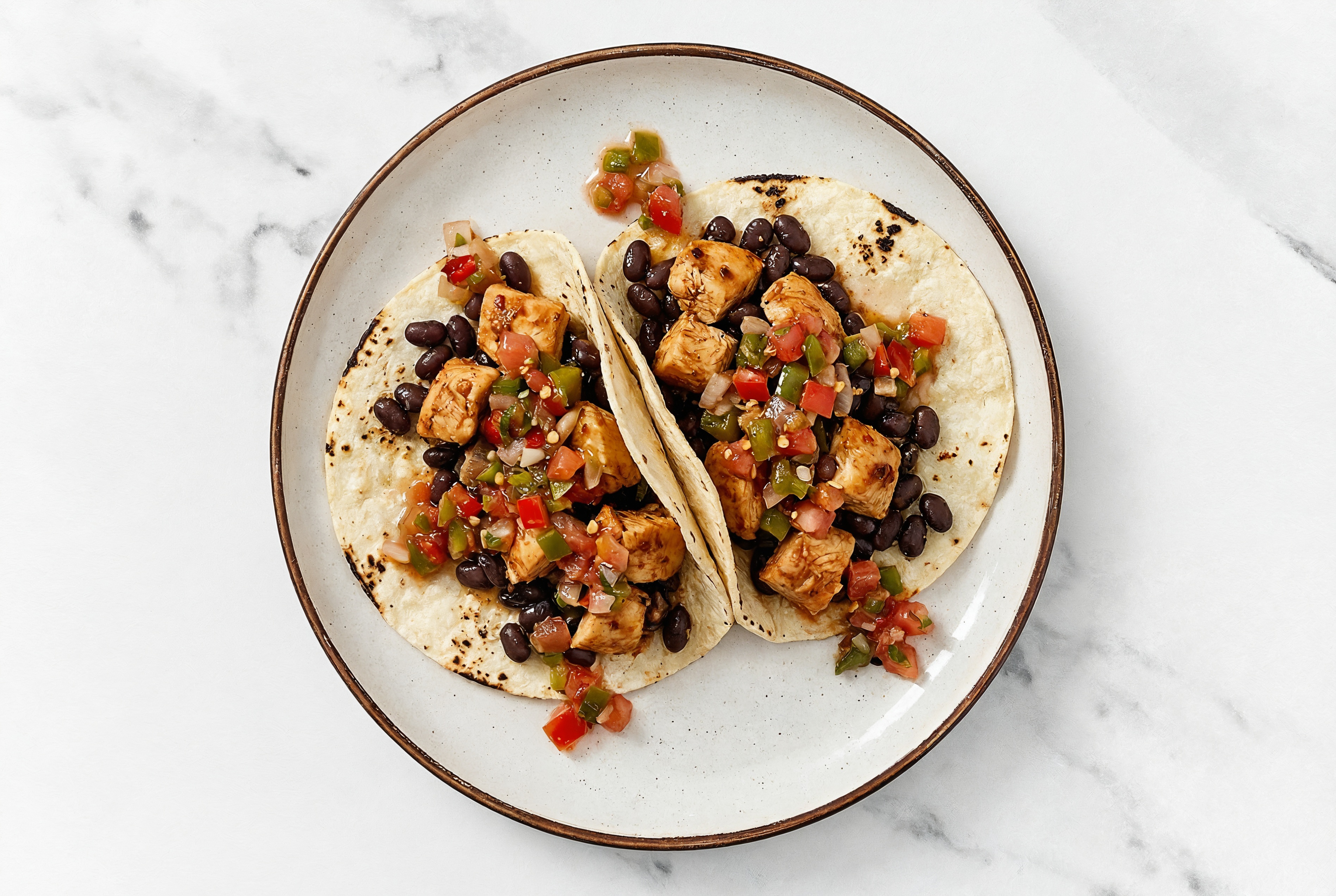 Hearty Chipotle Chicken Tacos with Pico De Gallo & Spiced Beans