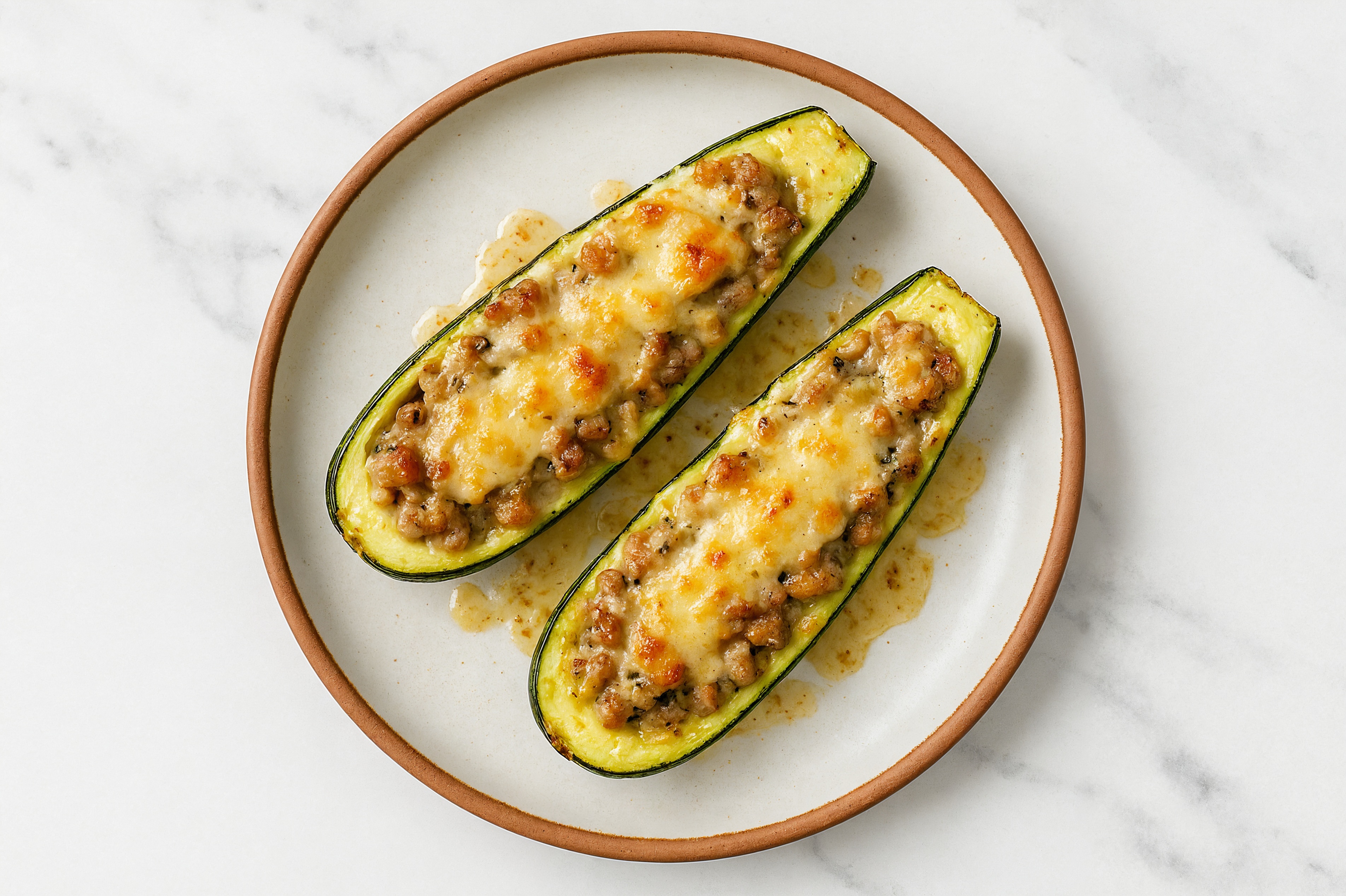 Savory Cheesy Sweet Italian Pork Sausage Zucchini Boats