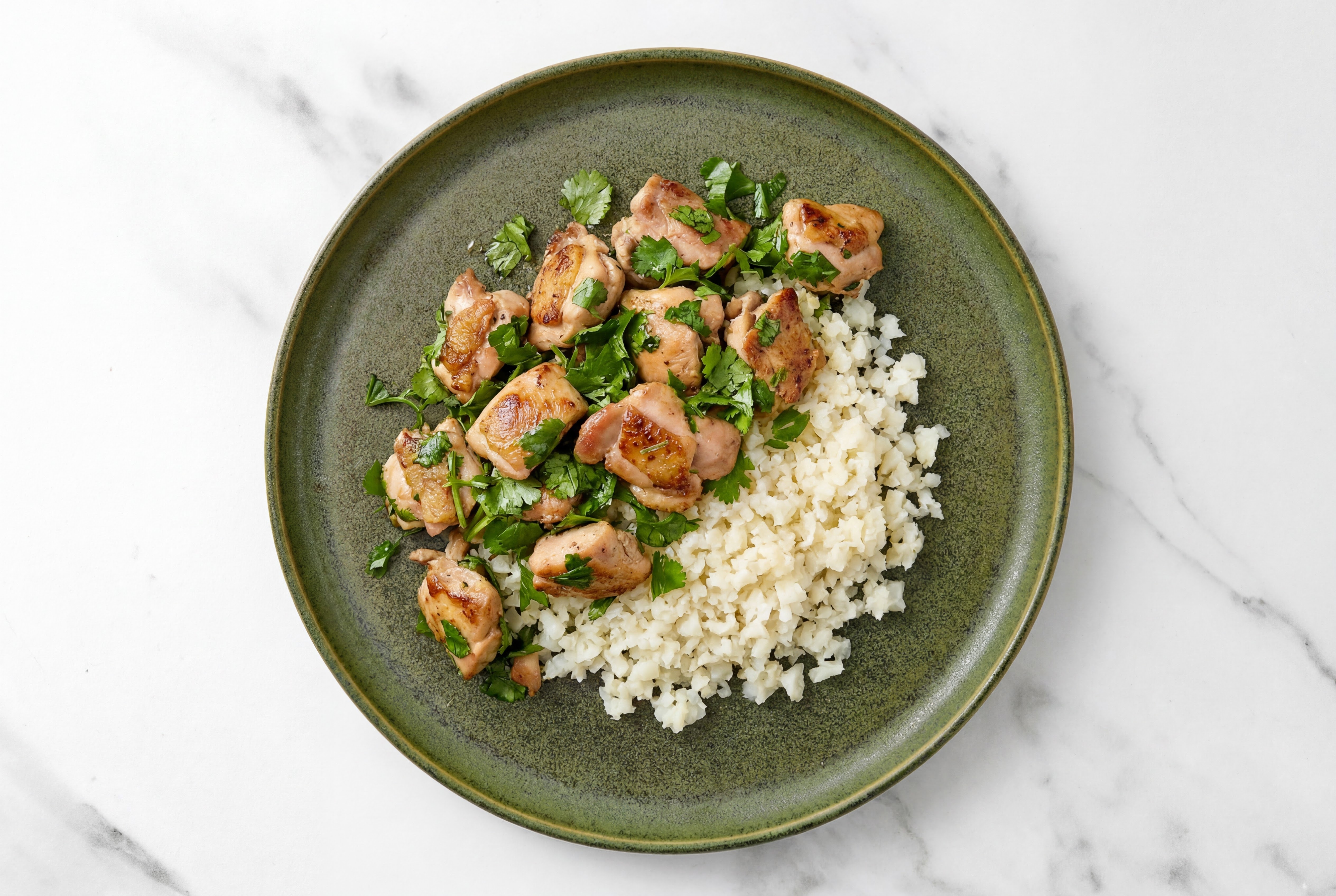 Cilantro Lime Chicken Thighs + Cauliflower Rice