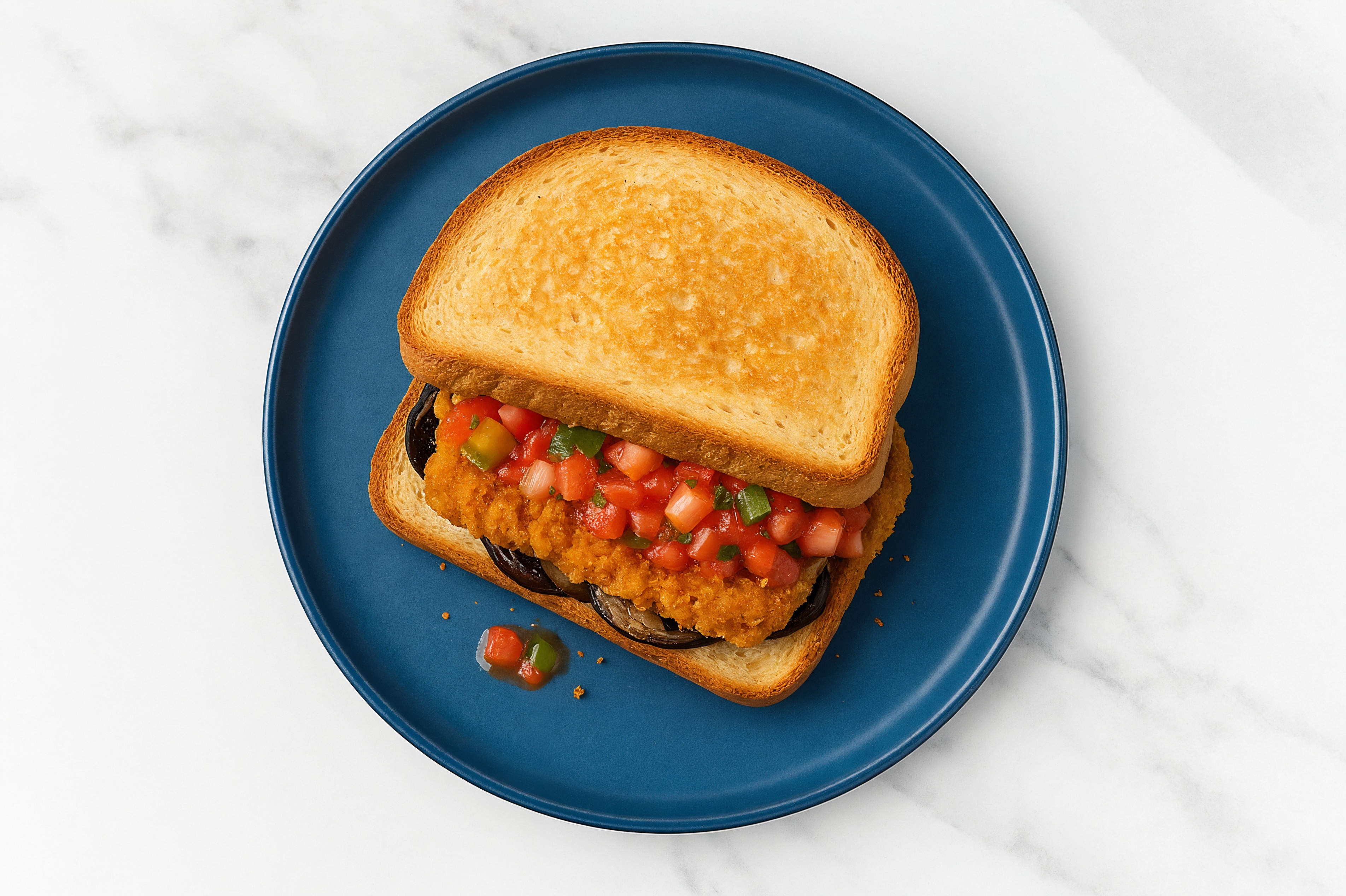 Mexican "Chicken" Tenders Sandwich with Portabellas on Honey White Bread
