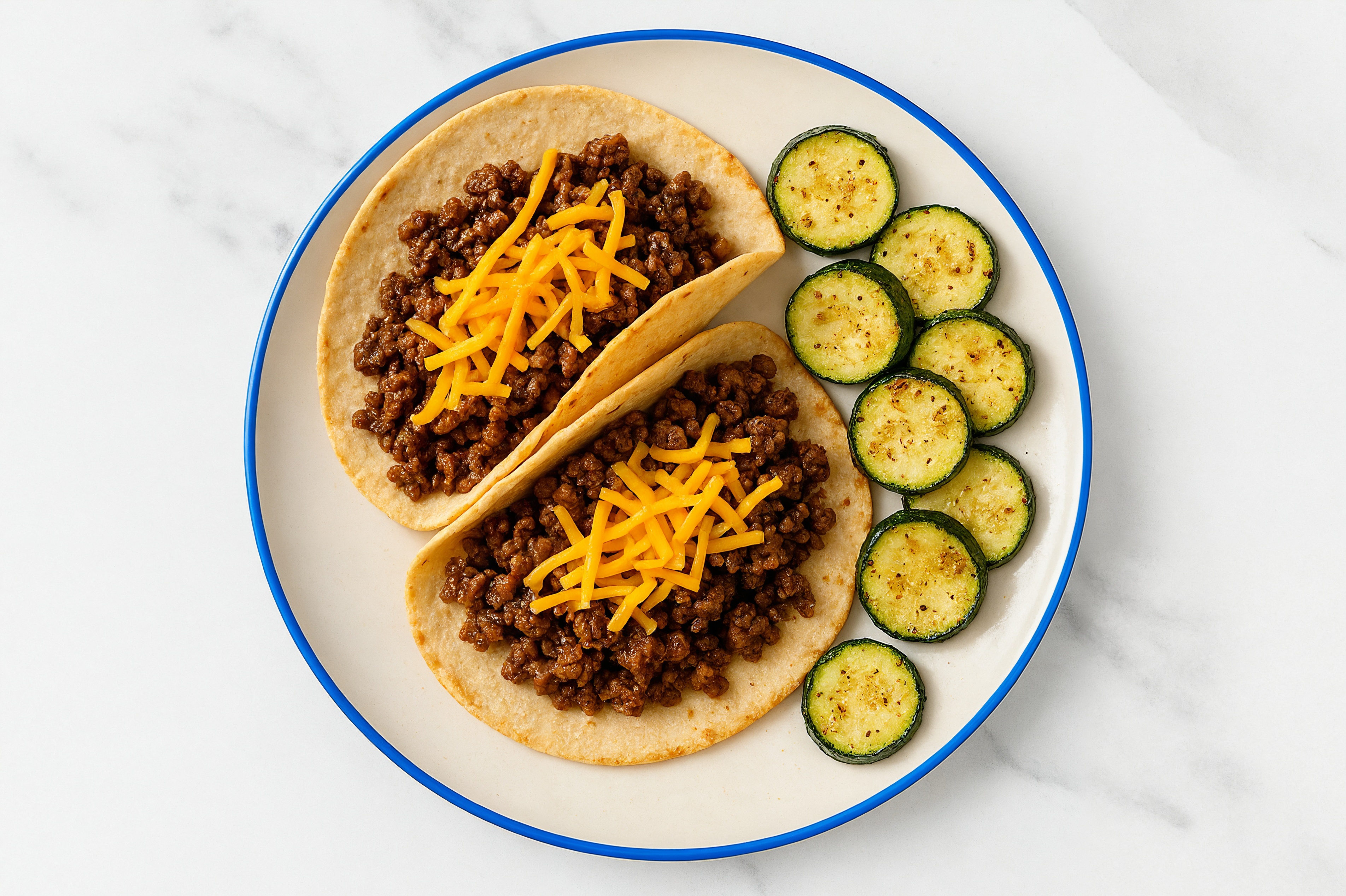 Hearty Cheesy Ground Beef Tacos + Zucchini