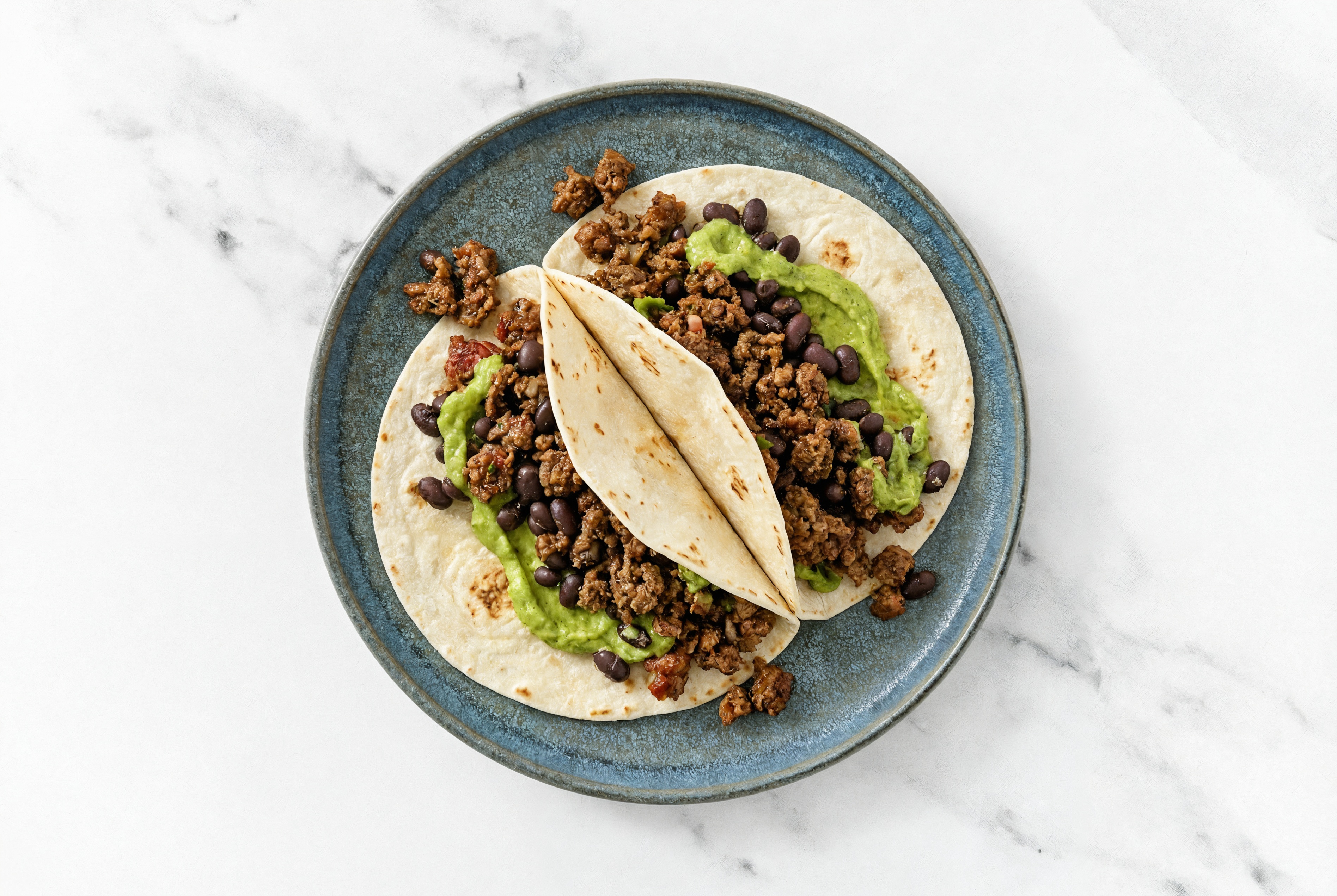 Mexican-Style Ground Beef Tacos with Avocado & Spiced Beans