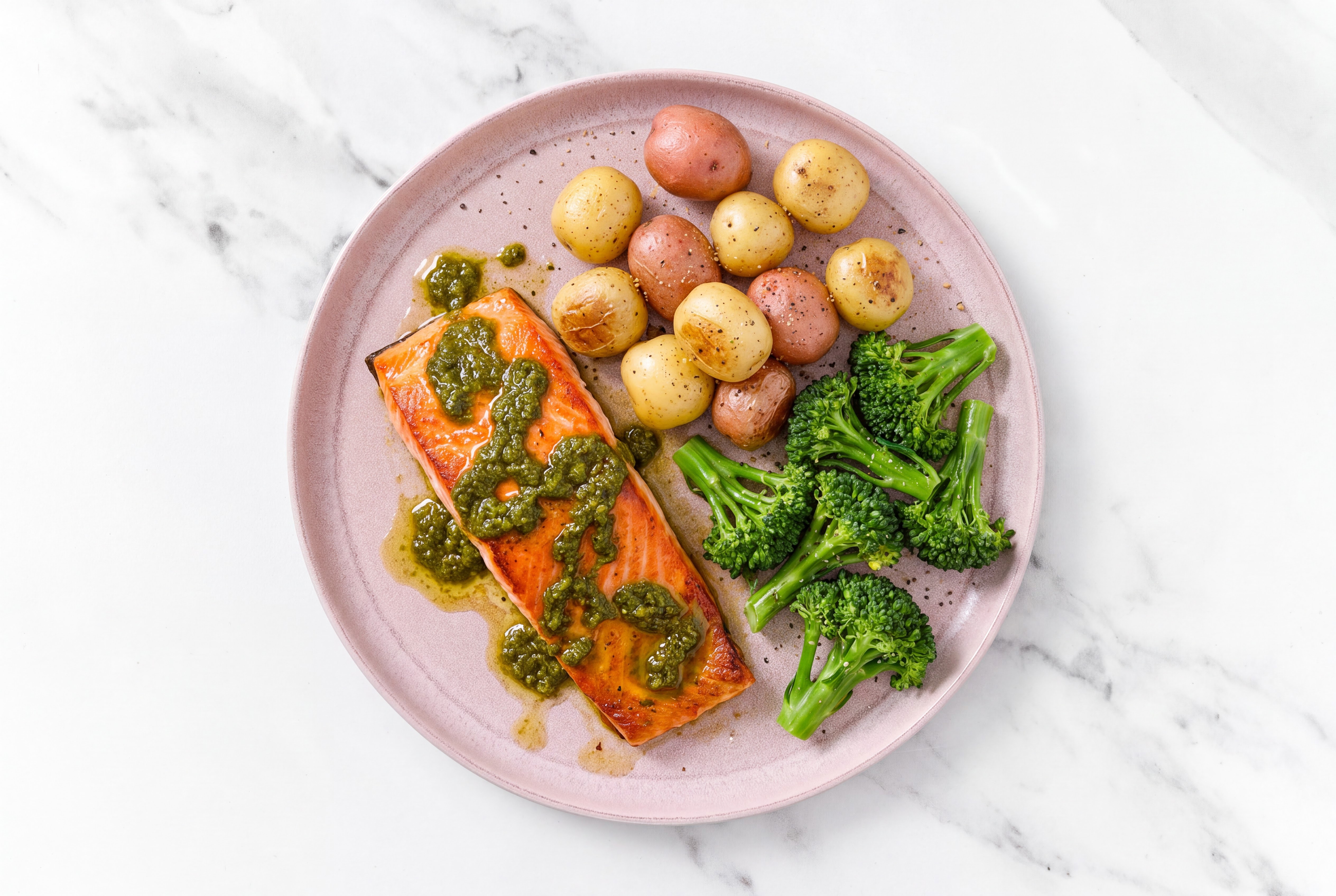 Roasted Zhoug Wild Salmon + Crispy Potatoes