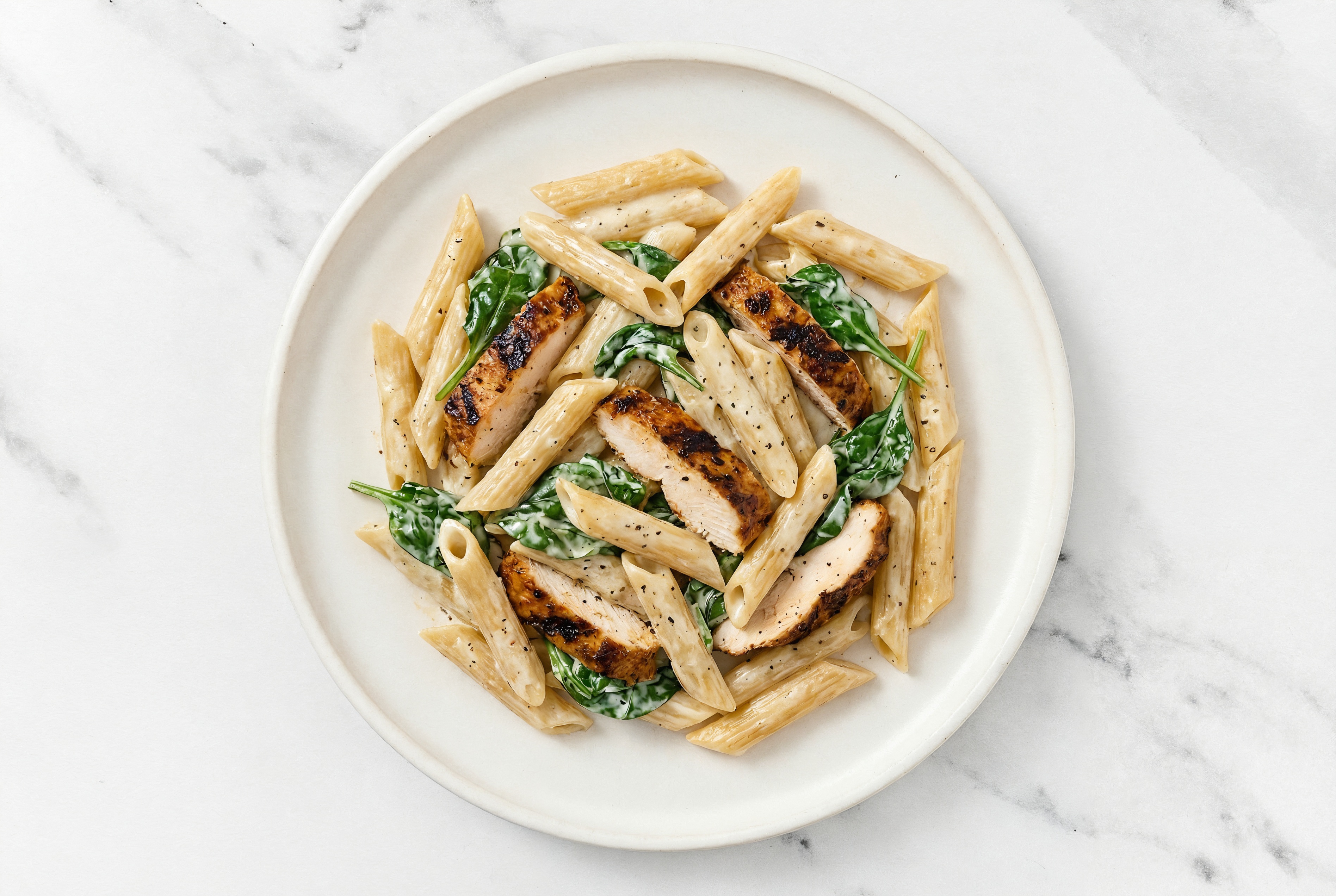 Alfredo Penne with Blackened Chicken & Spinach