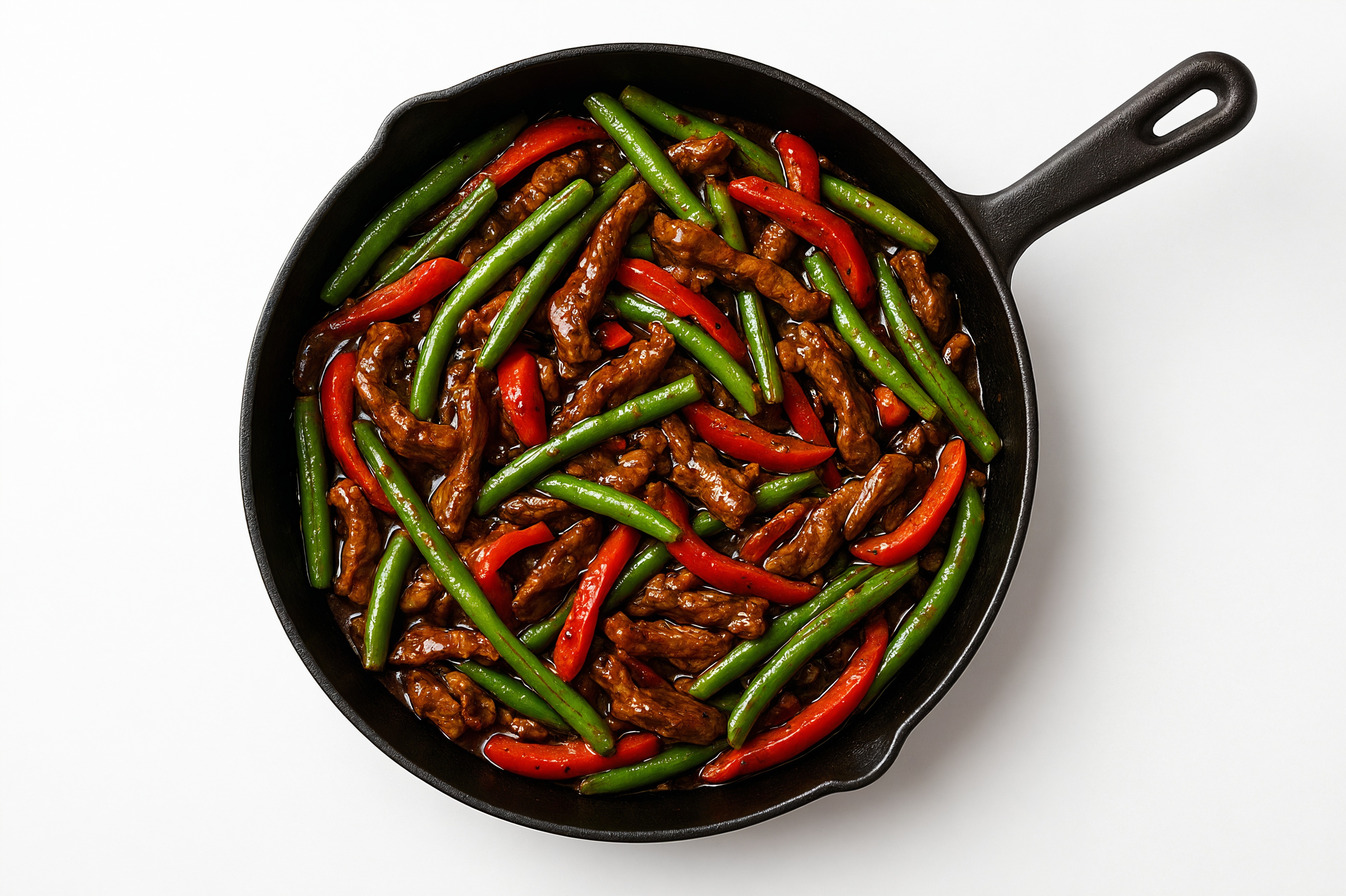 Tangy Black Organic Pepper Beef with Organic Green Beans + Red Bell Organic Pepper