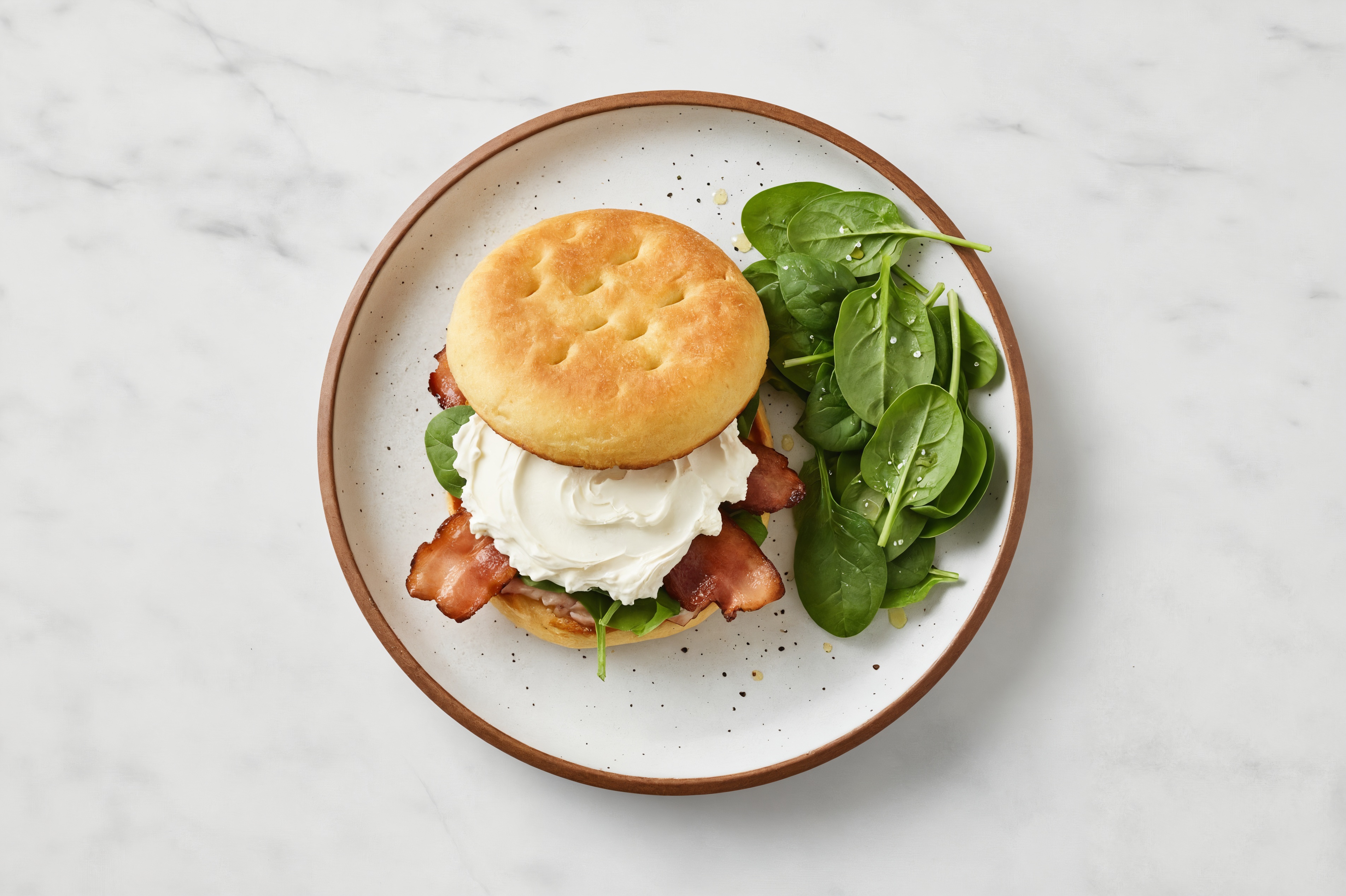 Herby Dairy-Free Cream Cheez + Turkey Bacon Sandwich with Baby Spinach