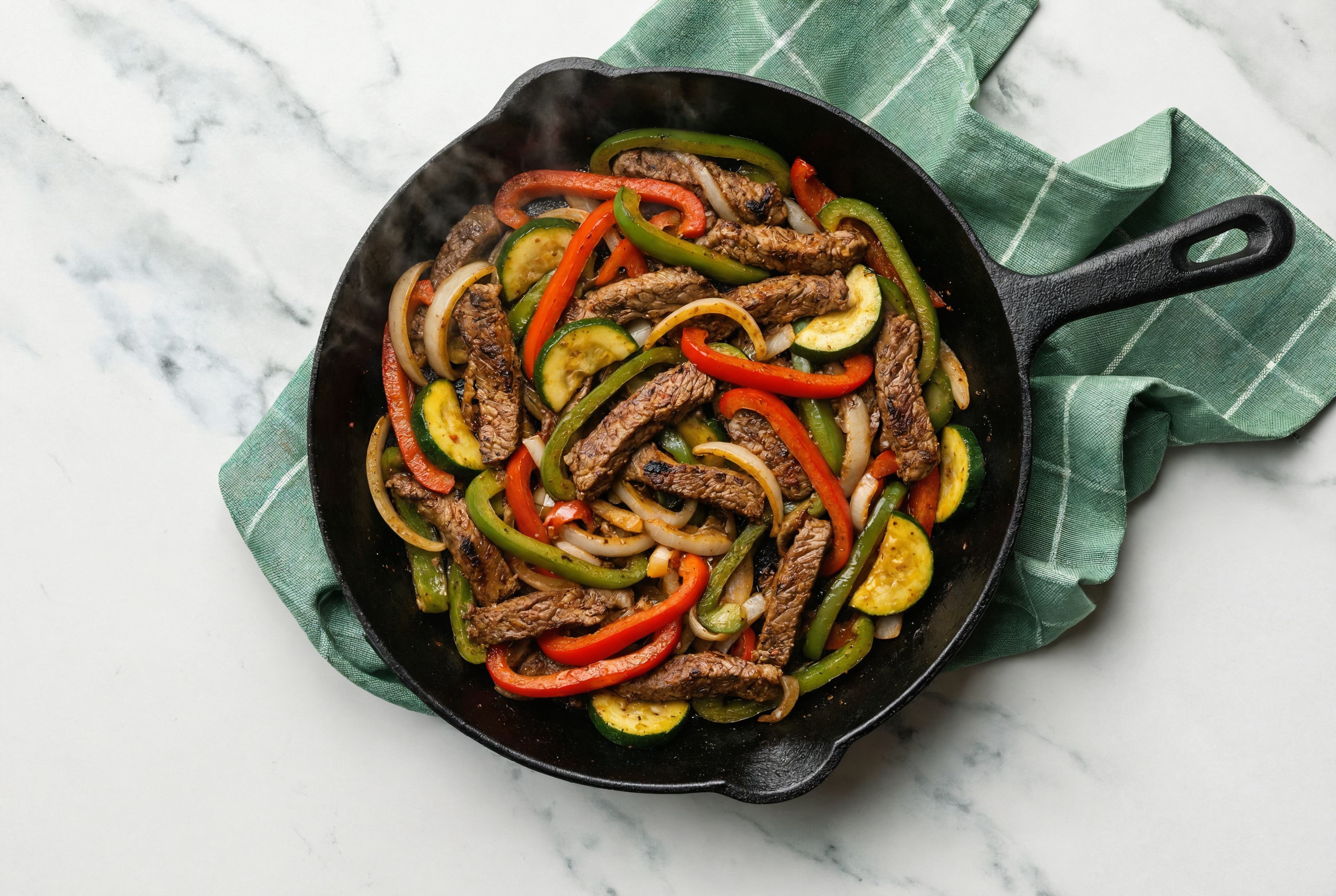 Blackened Beef Strip + Veggie Skillet with Zucchini