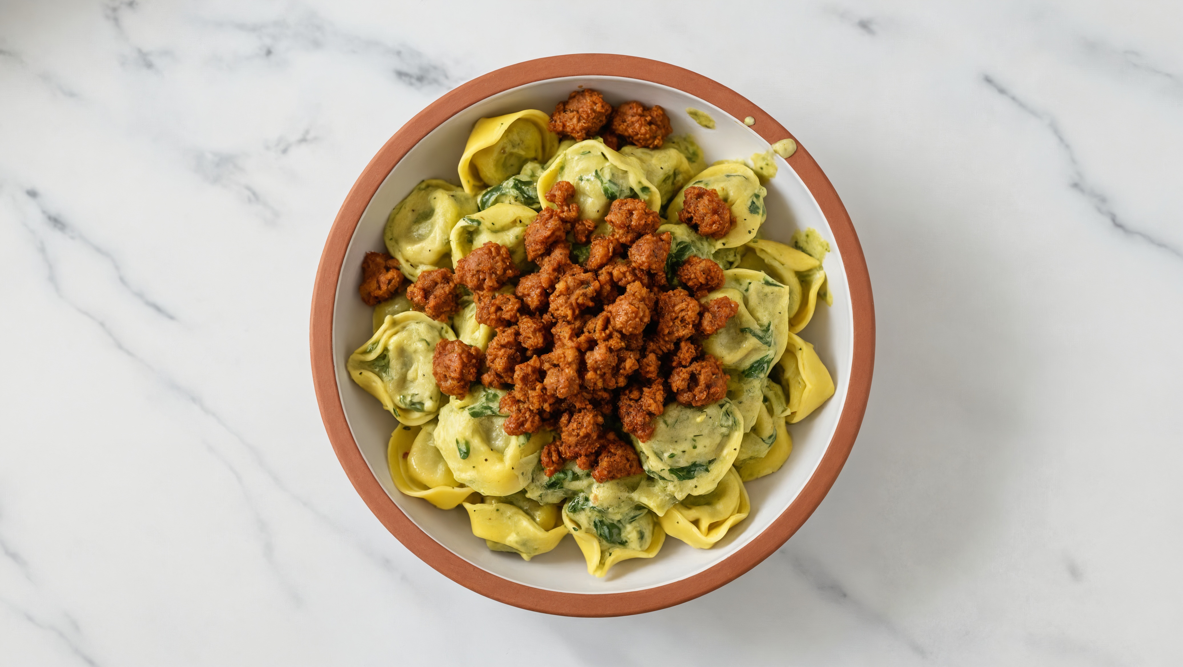 Spinach Artichoke Tortellini with "Chorizo"