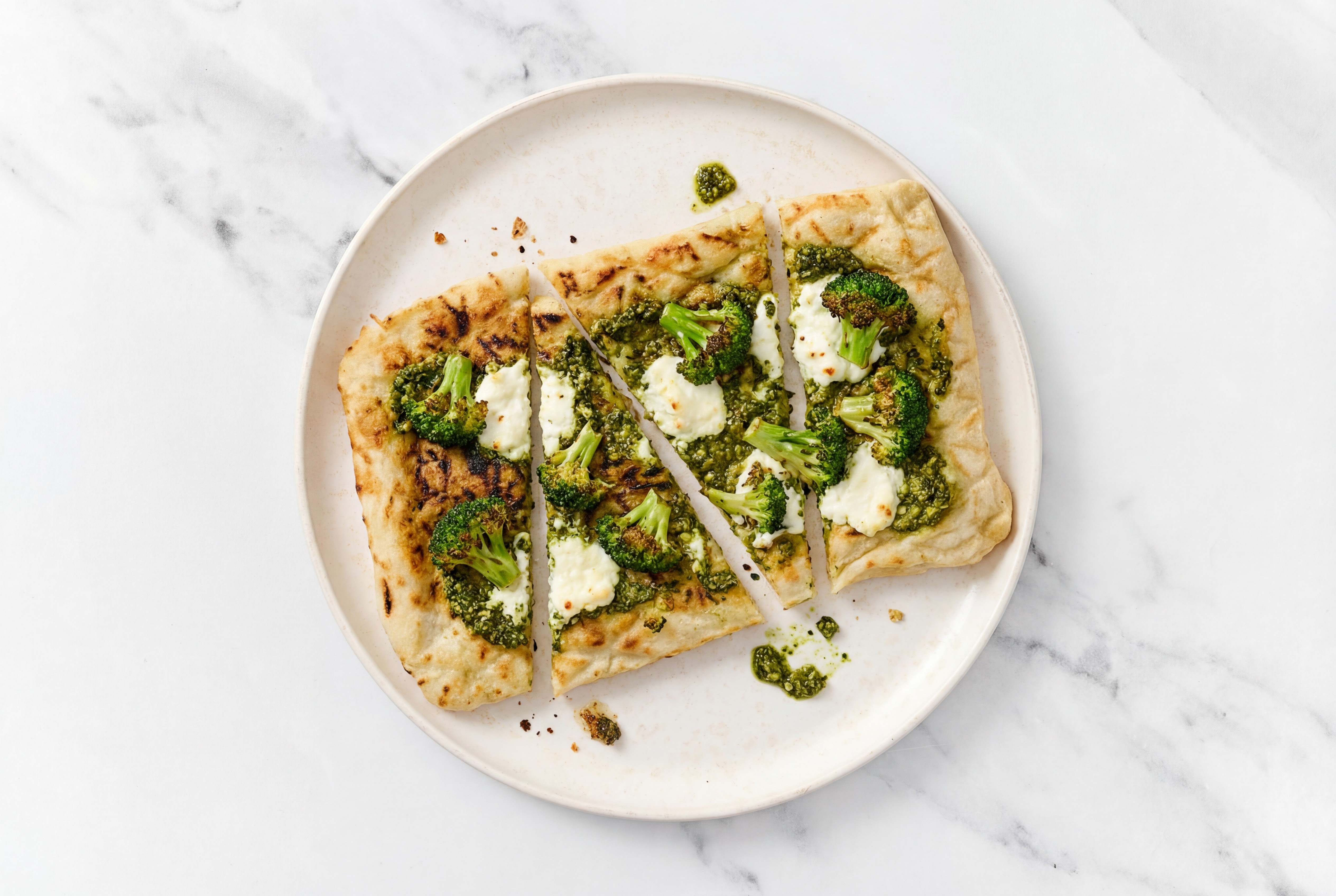 Broccoli Bunches Ricotta Pesto Wood Grilled Pizza Crusts