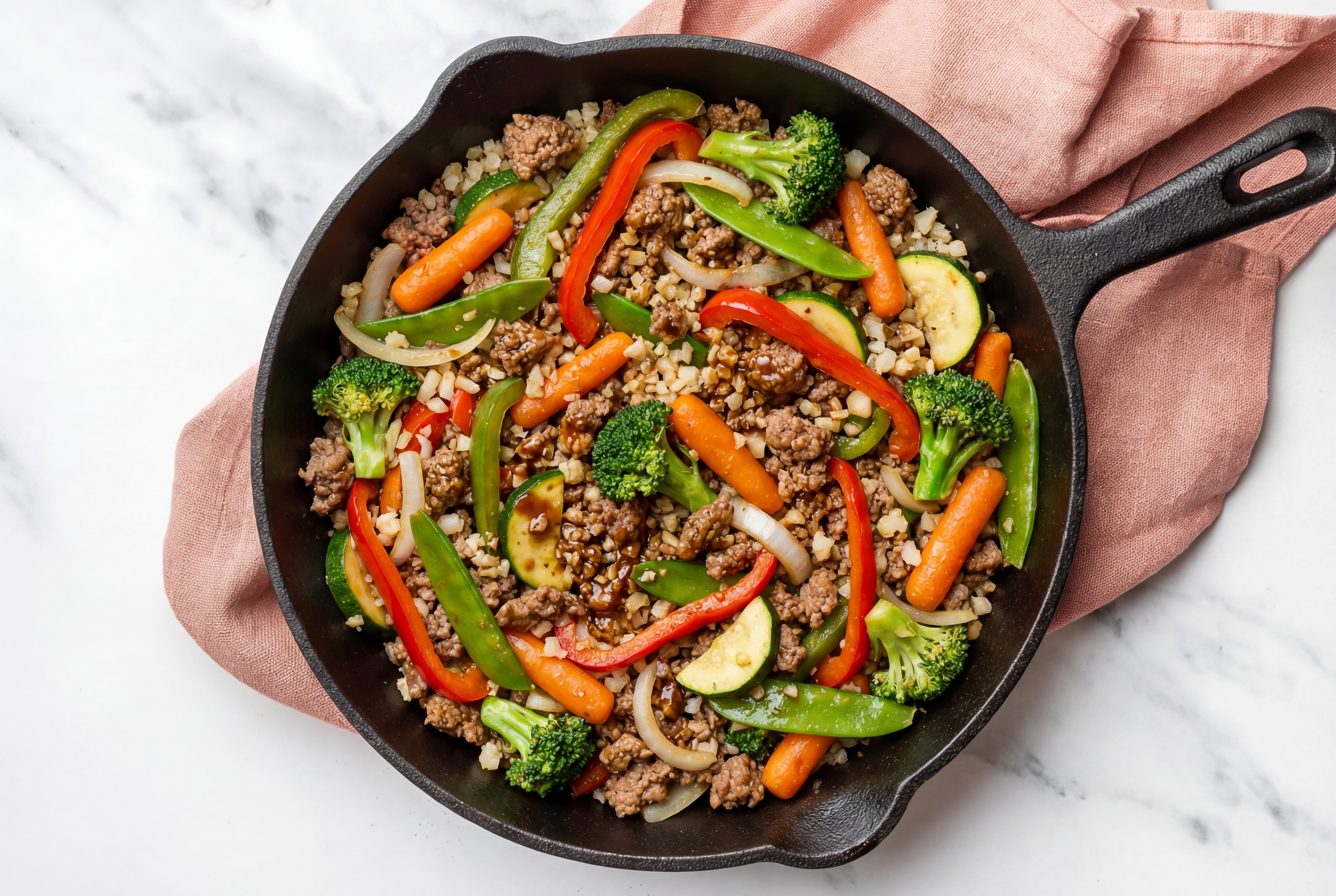 Japanese BBQ Italian-Style Ground Beef + Cauliflower Rice