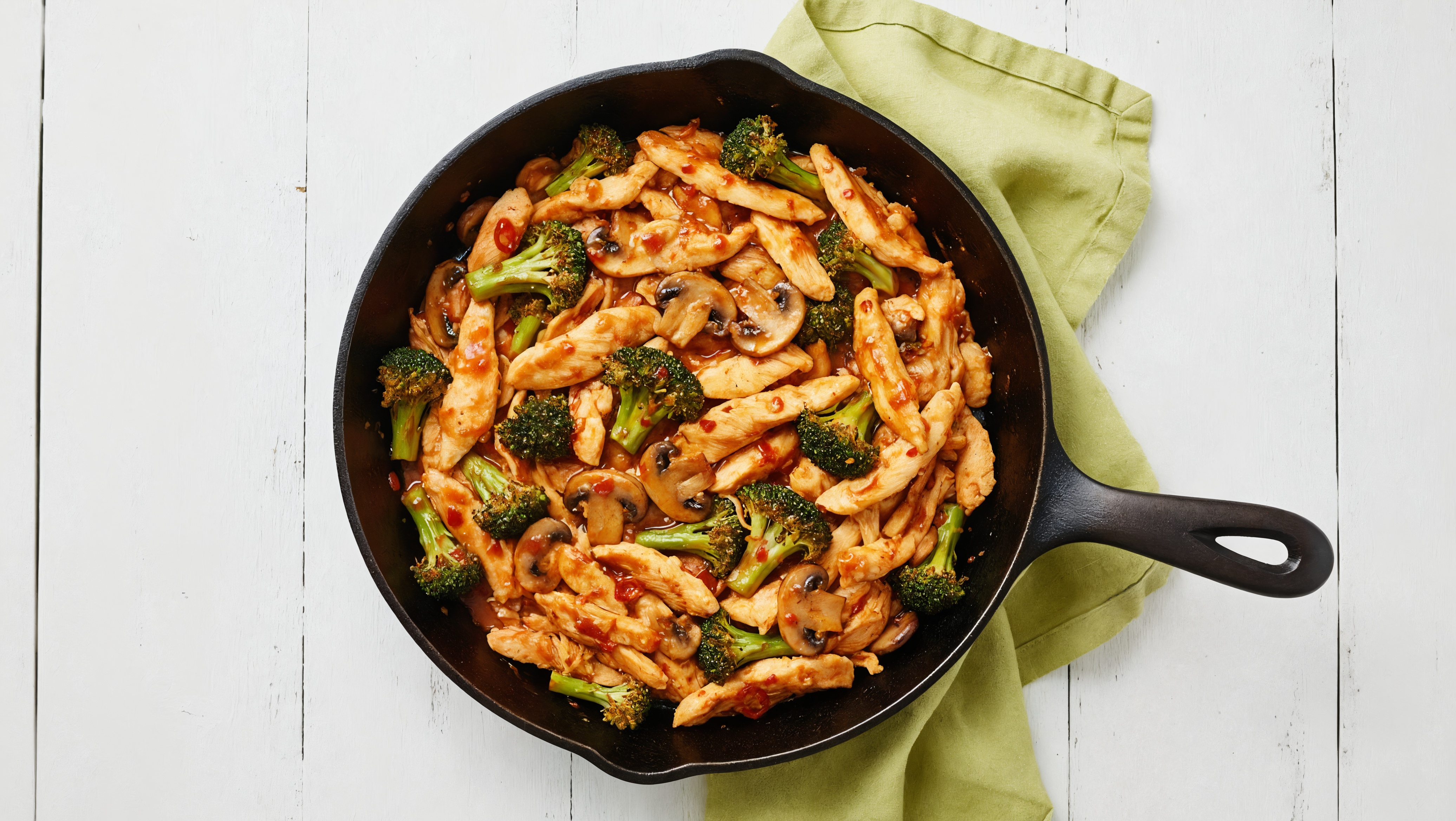 Honey Herb Chicken, Organic Broccoli + Mushrooms with Sweet Chili Lime