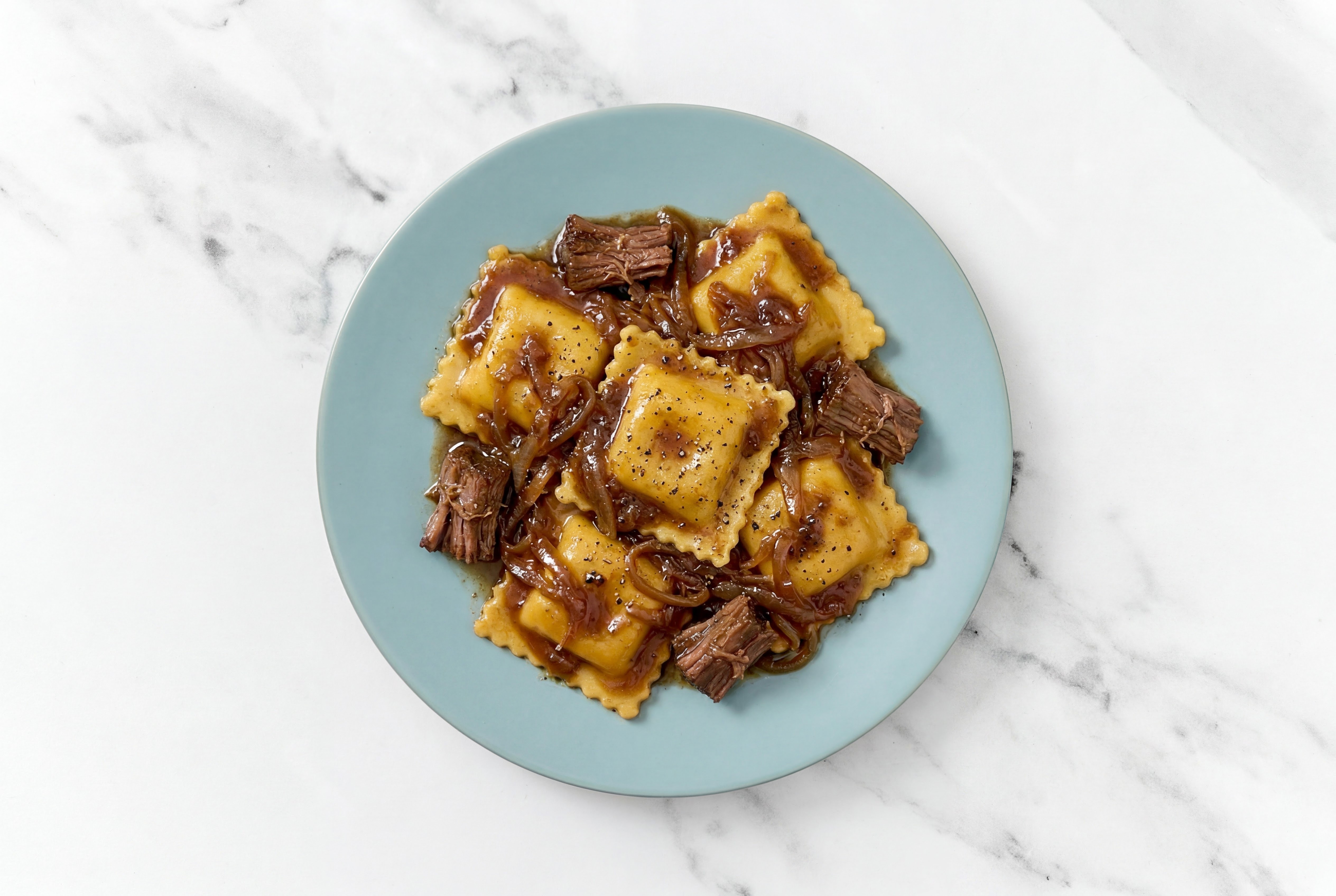 Caramelized Onion Short Rib Squash Ravioli