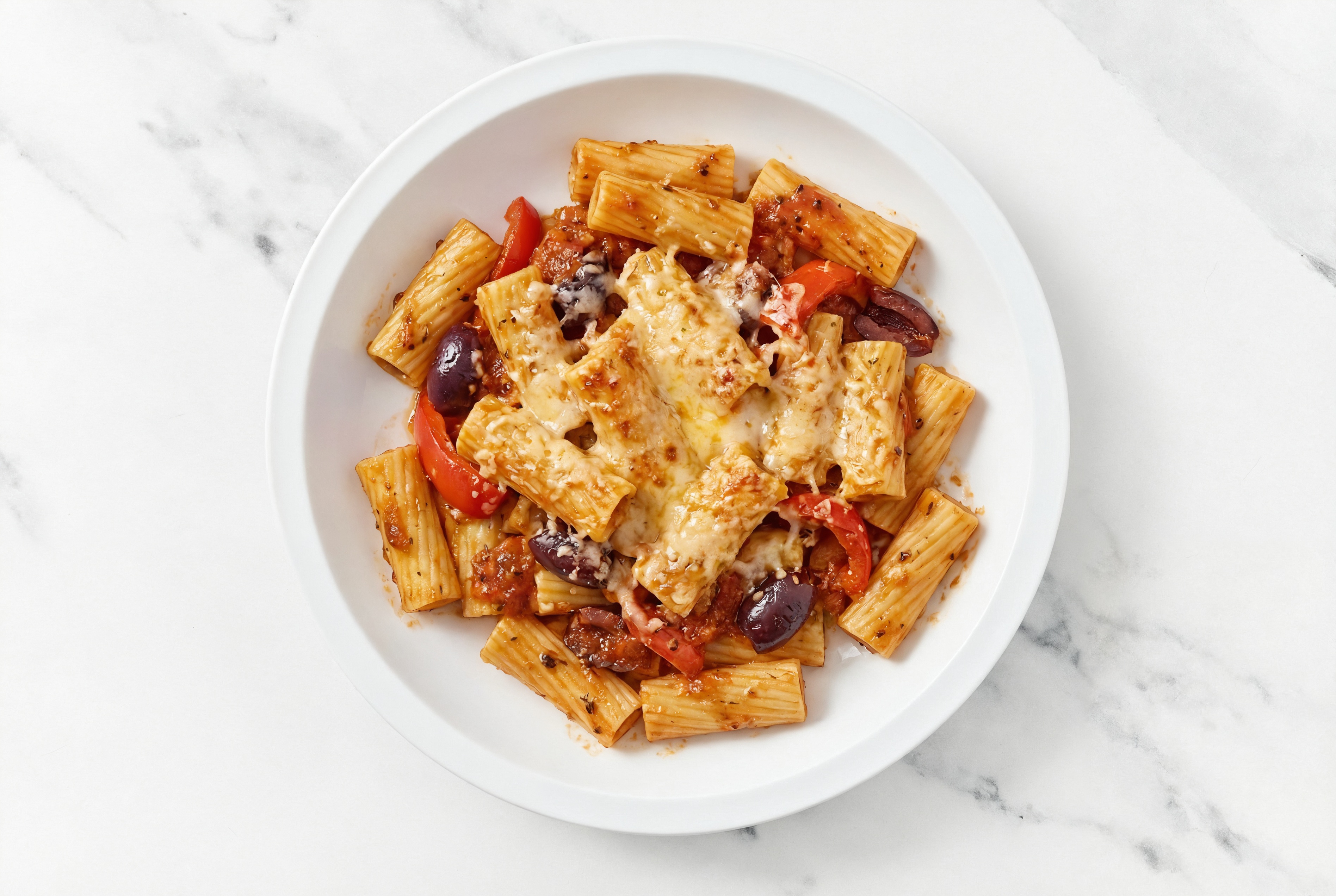 Herby Olive Marinara Rigatoni Pasta Bake