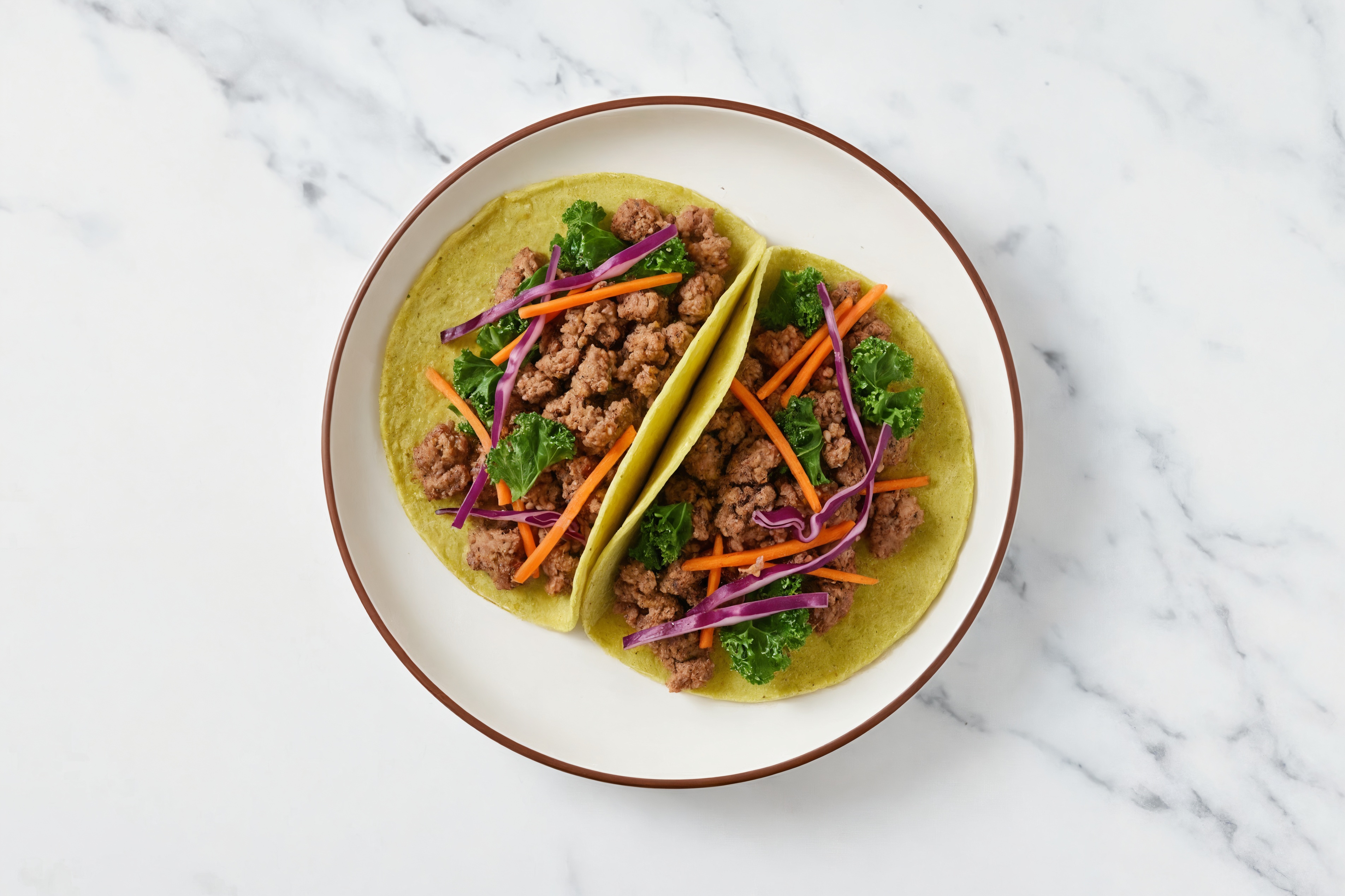 Classic Beef Tacos with Rainbow Slaw with Spinach Tortilla