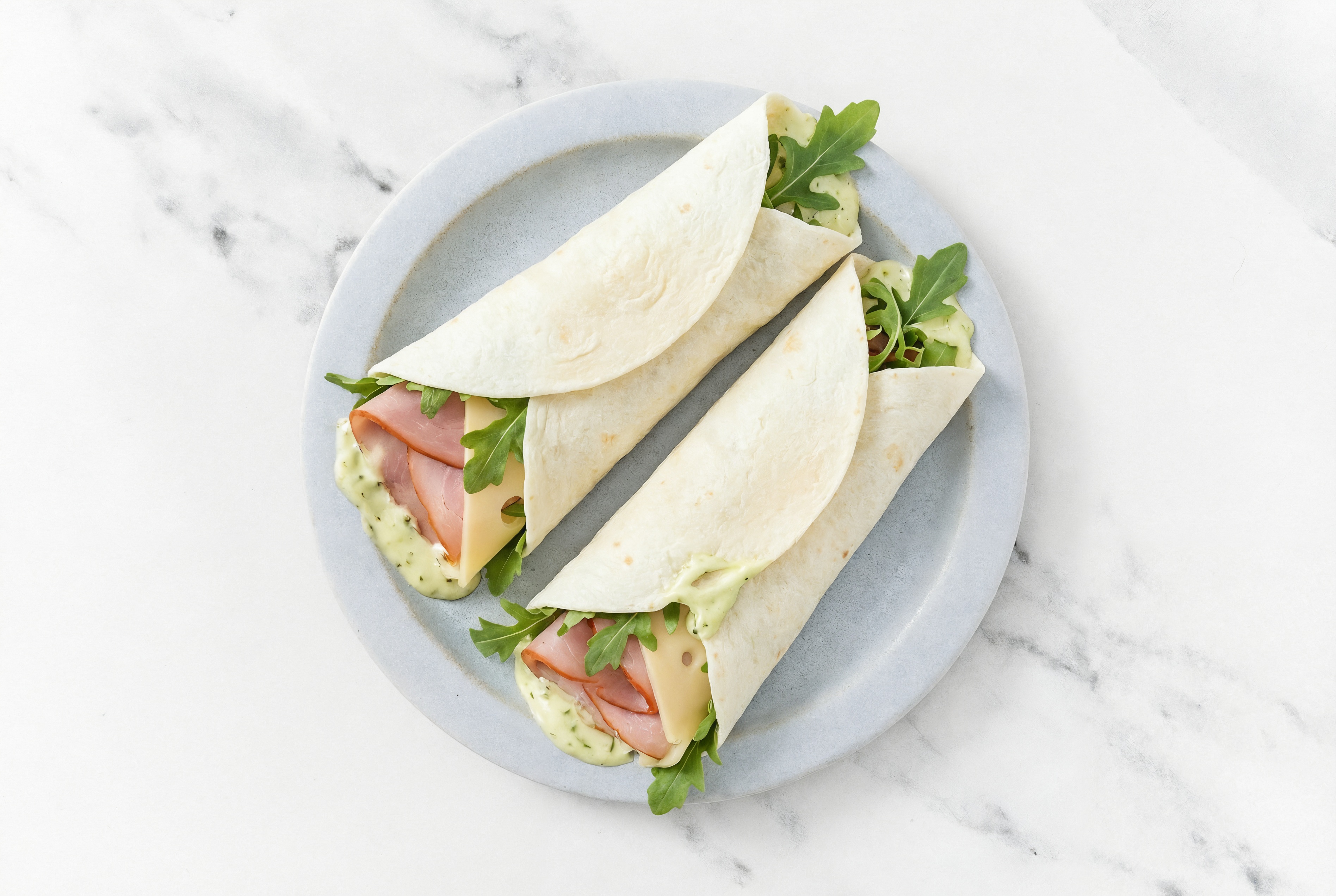 Jalapeño Honey Ham + Swiss Wraps with Arugula