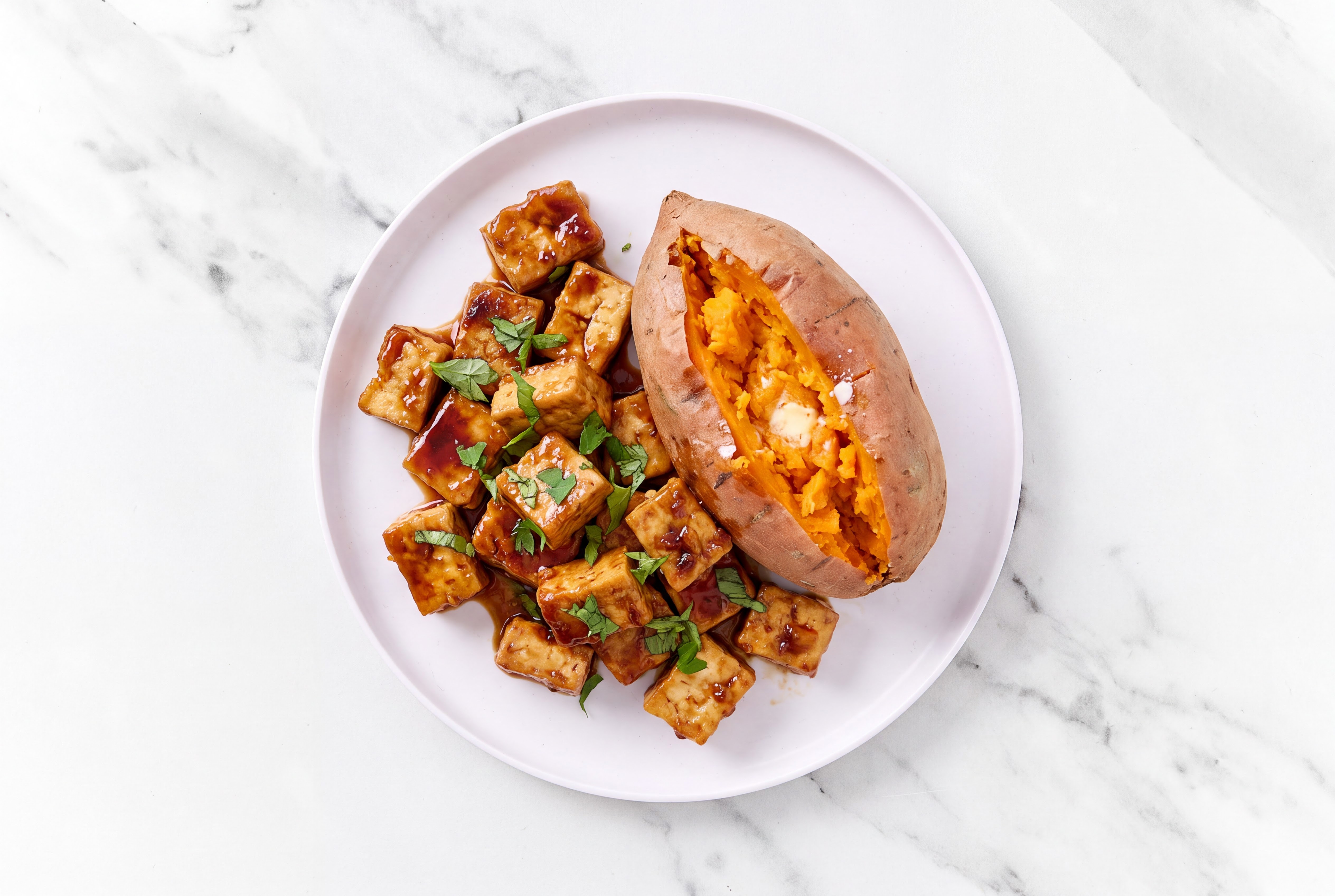 Teriyaki Tofu + Sweet Potatoes