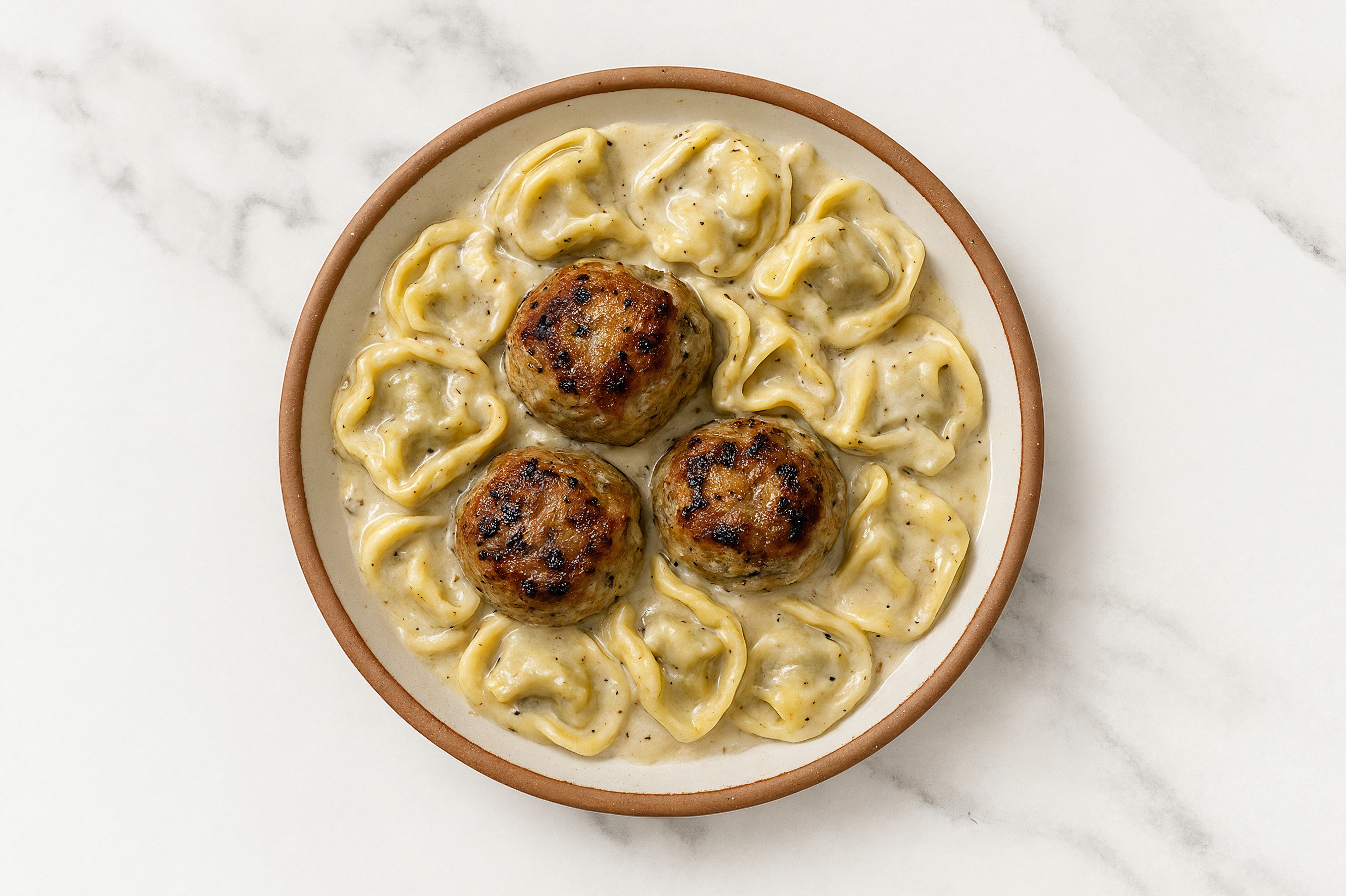 Truffle Tortellini with Cooked + Seasoned Turkey Meatballs