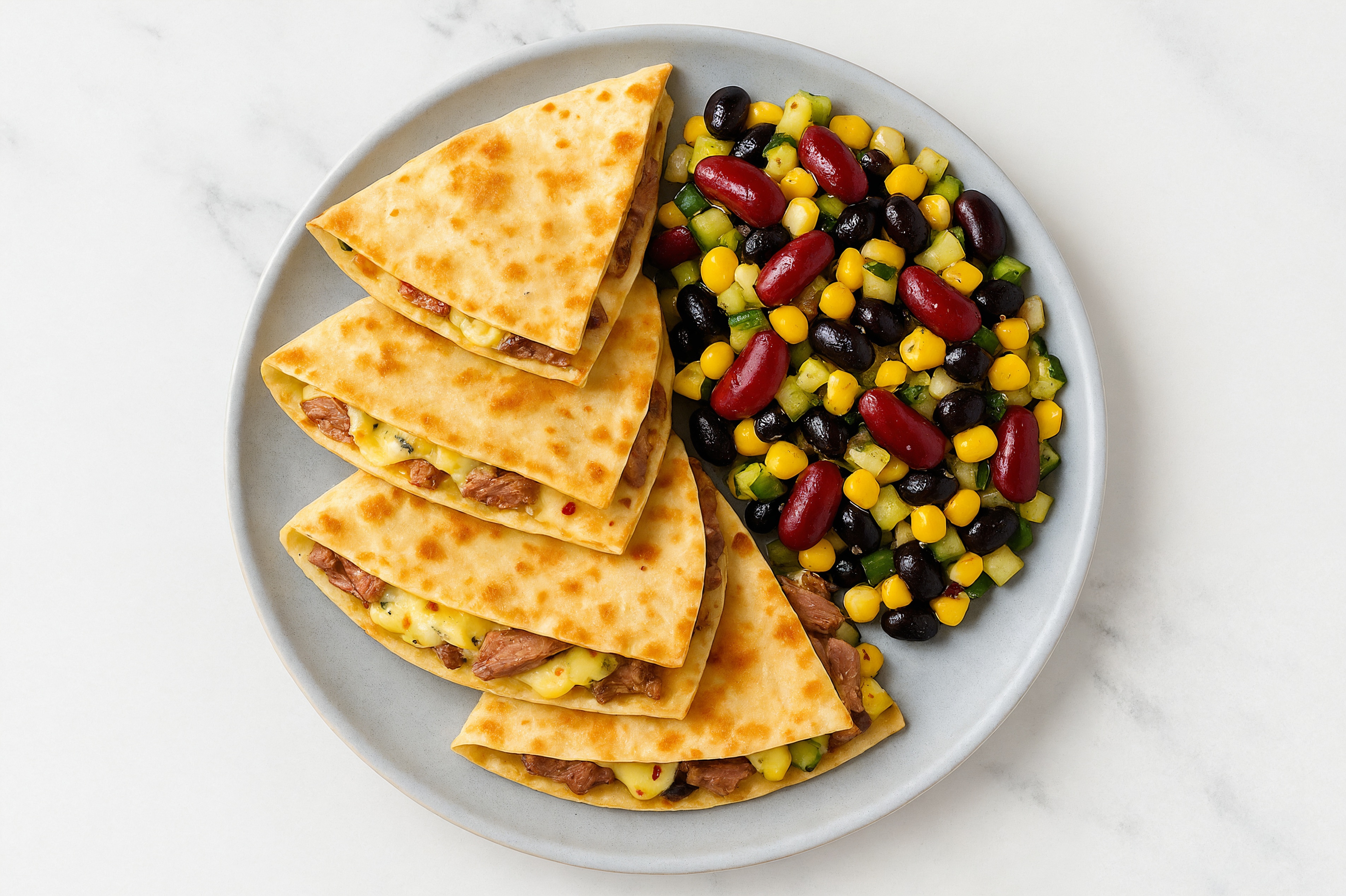 Steak Quesadilla with Black Bean Salad