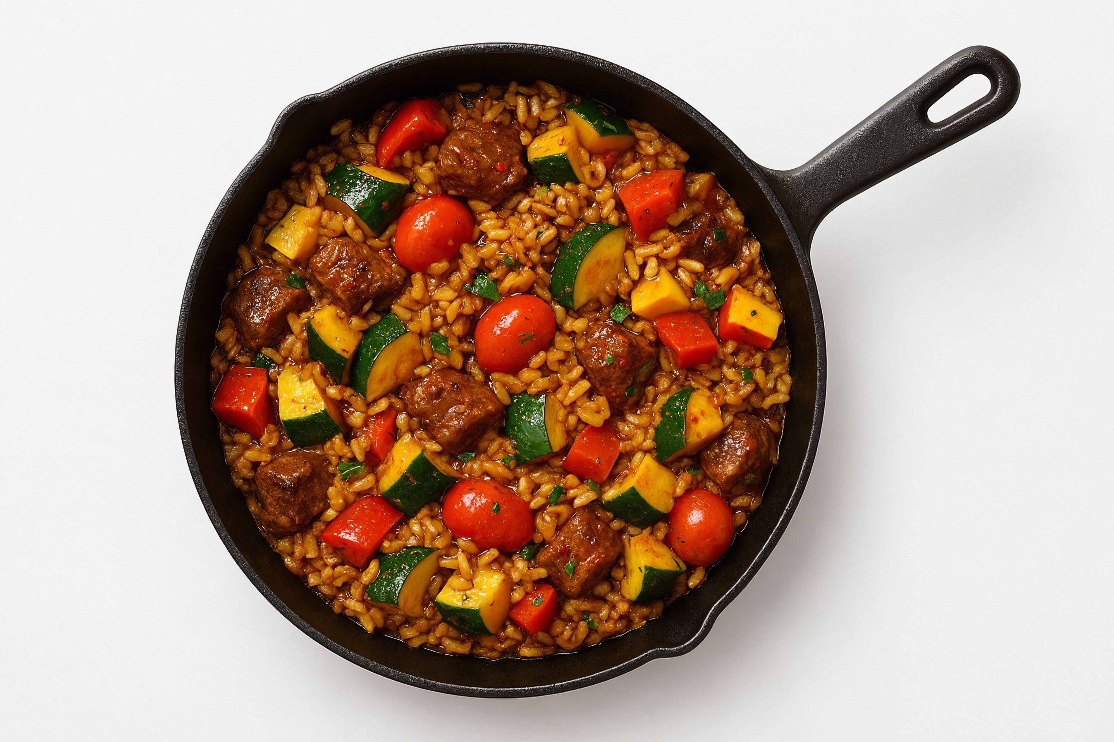Sesame Ginger Squash + Bison Stir-Fry with Brown Rice