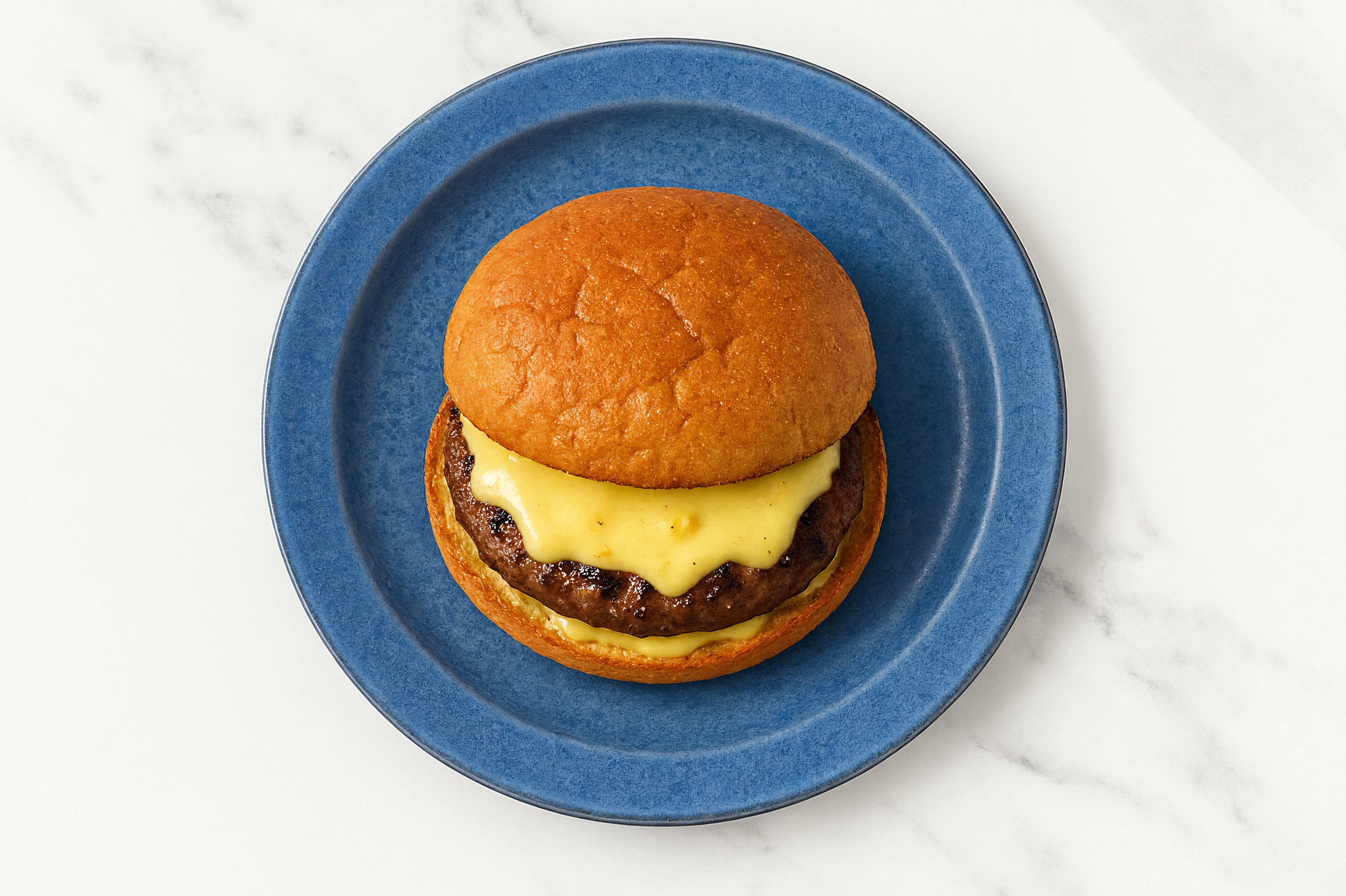 Havarti Beef Burger on GF Bun with Honey Mustard