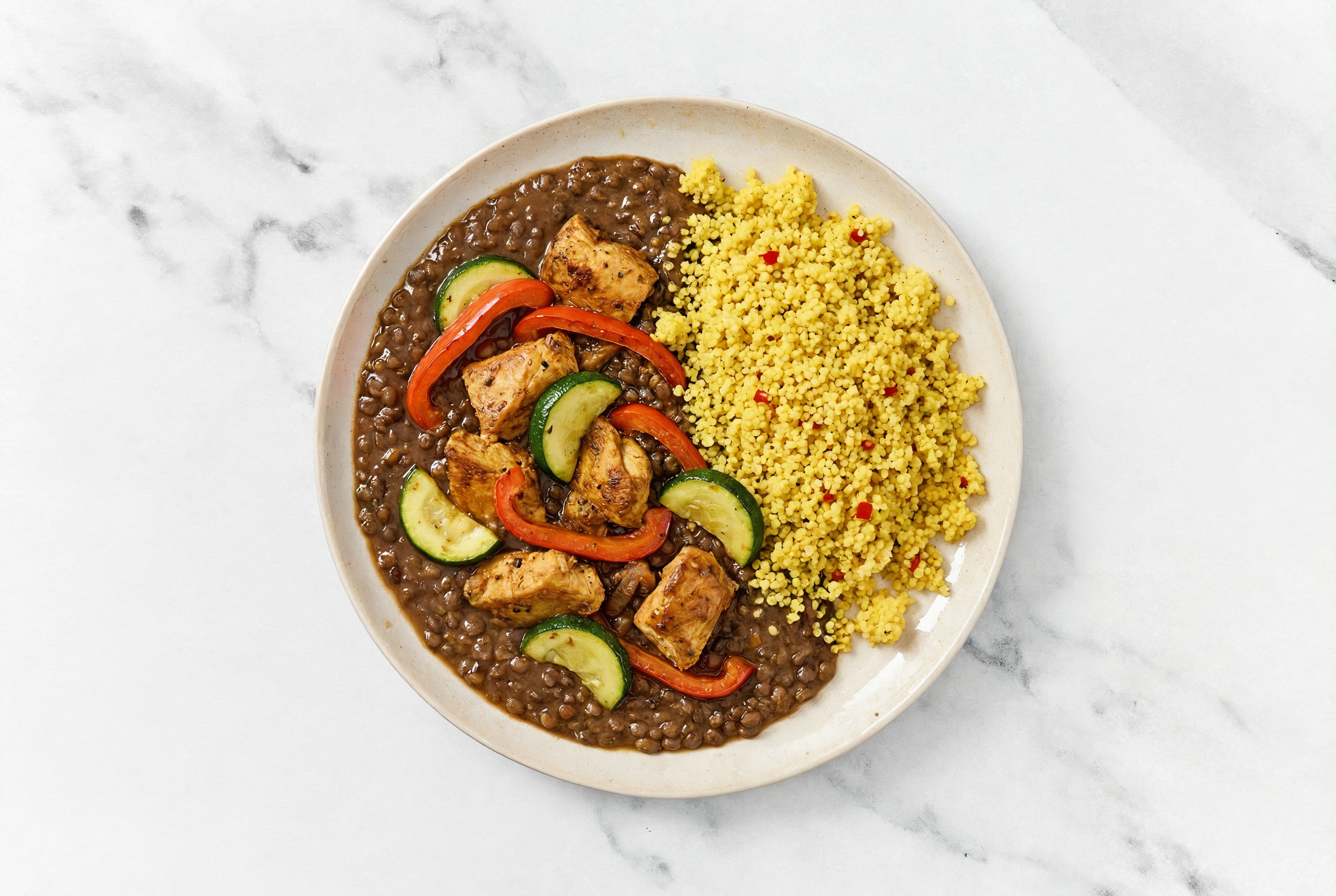 Spiced Couscous Chicken n' Vegetable Everyday Dal with Red Bell Pepper