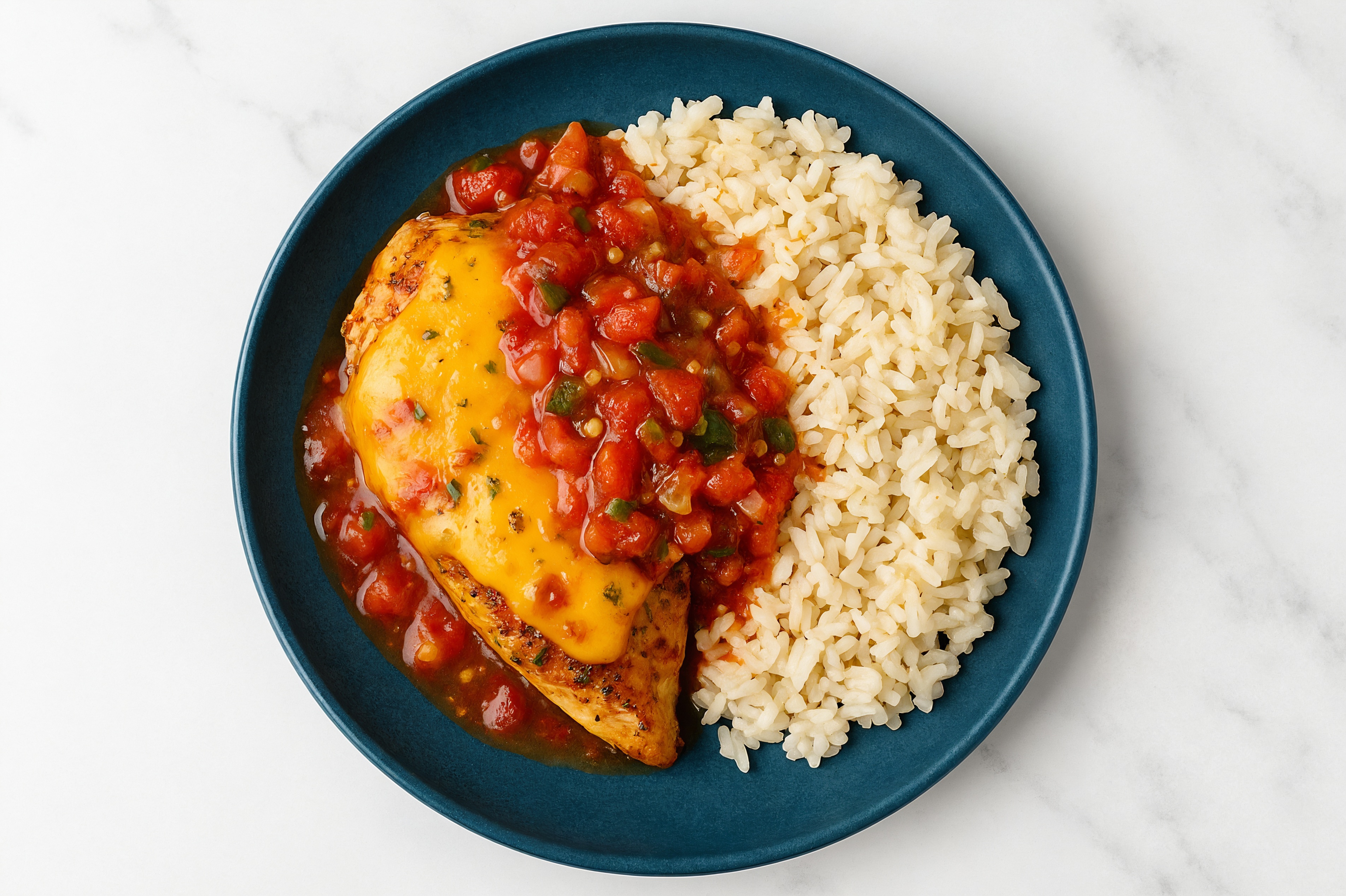 Cheesy Pico De Gallo Chicken + Rice
