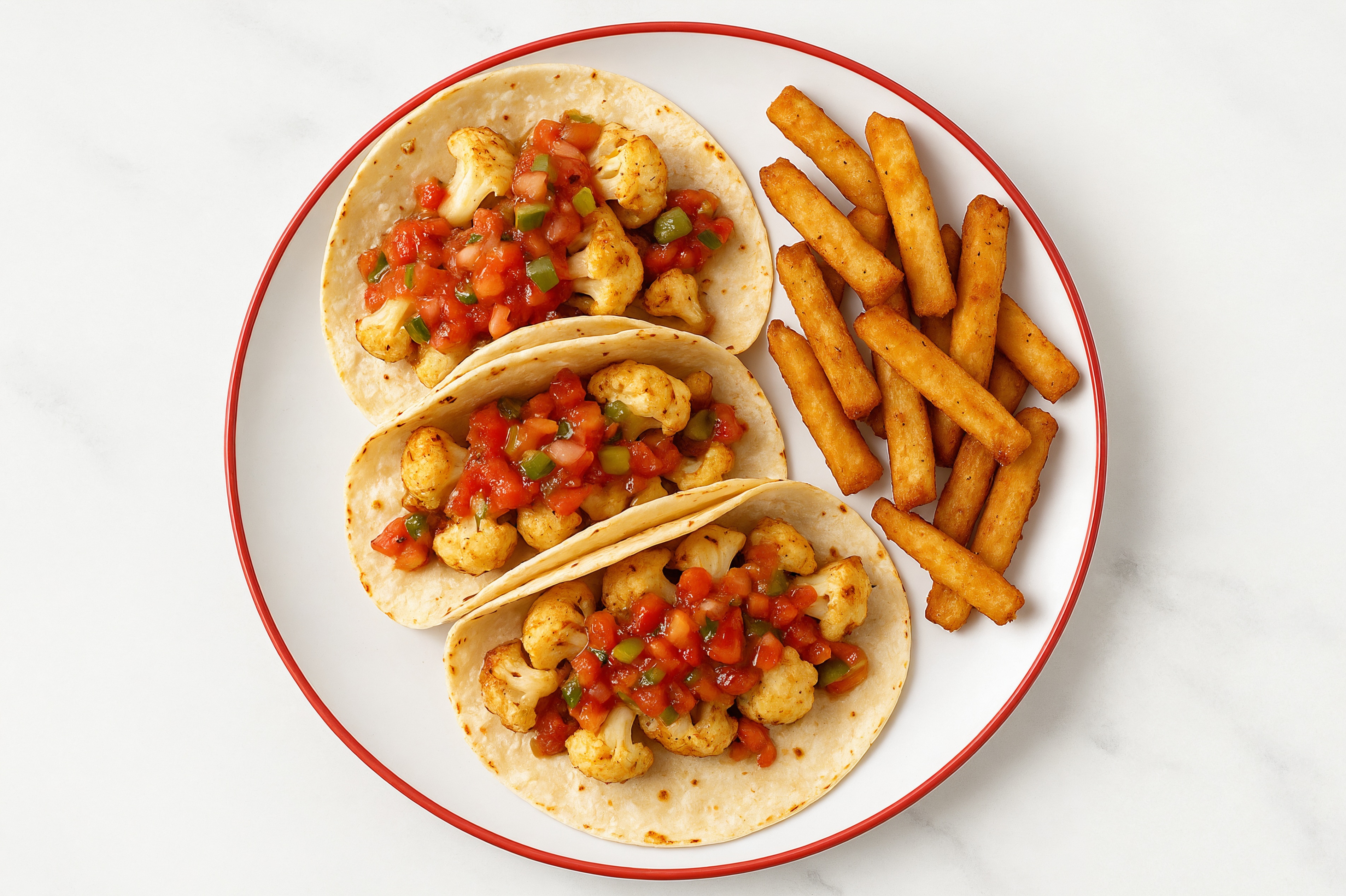 Pico Salsa Cauliflower Florets Russet Potato Super Fries Wrap