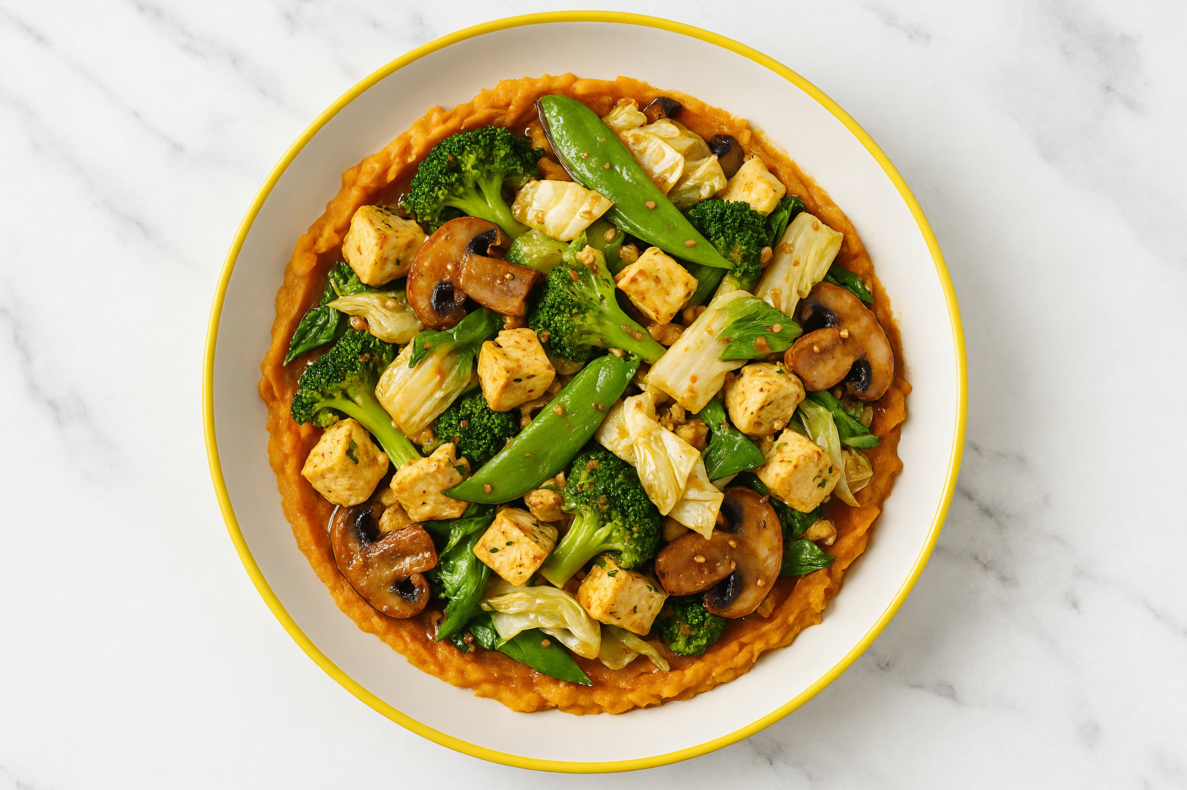 Sesame Ginger Savory Spiced Tofu Bites Mixed Veggie Bowl