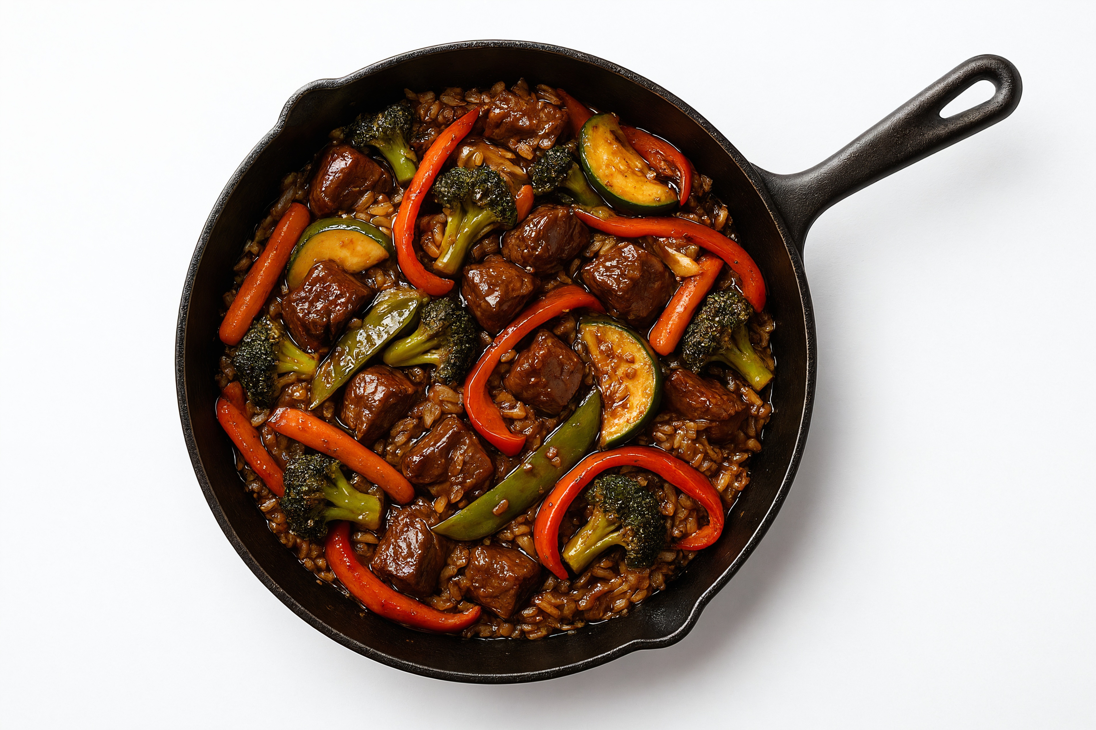 Japanese Bbq Veggie + Bison Stir-Fry with Seasoned Jasmine Rice