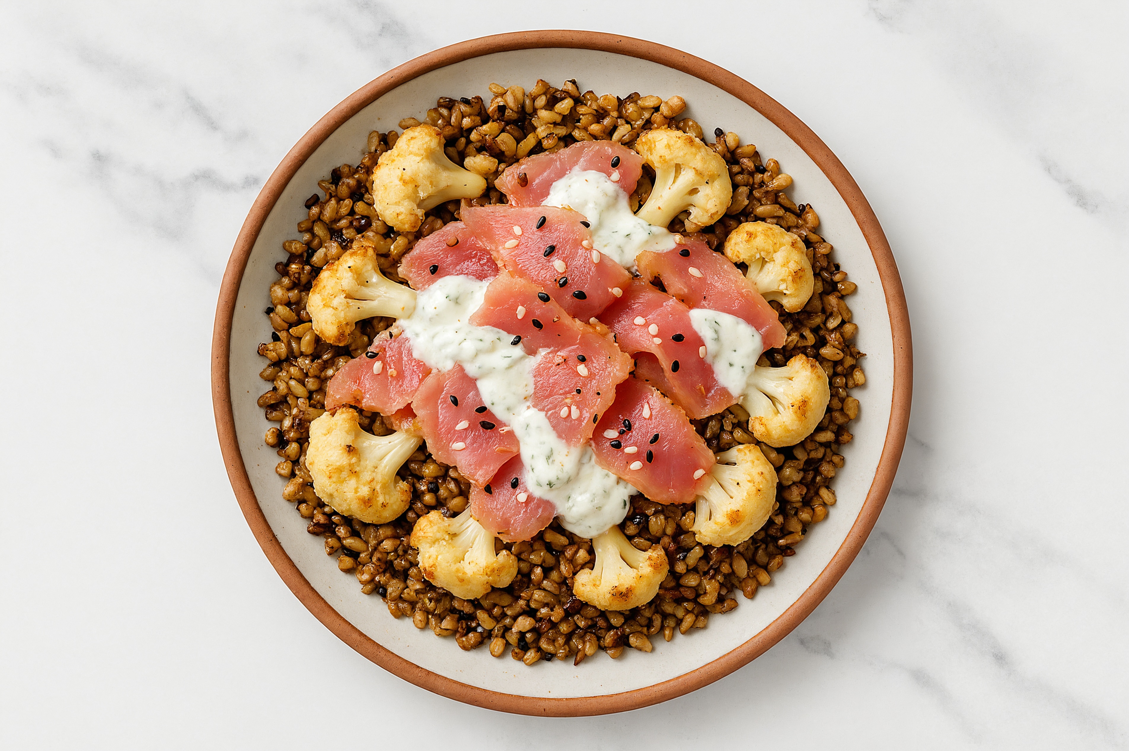 Tuna Seven Grain Bowl with Tzatziki & Cauliflower