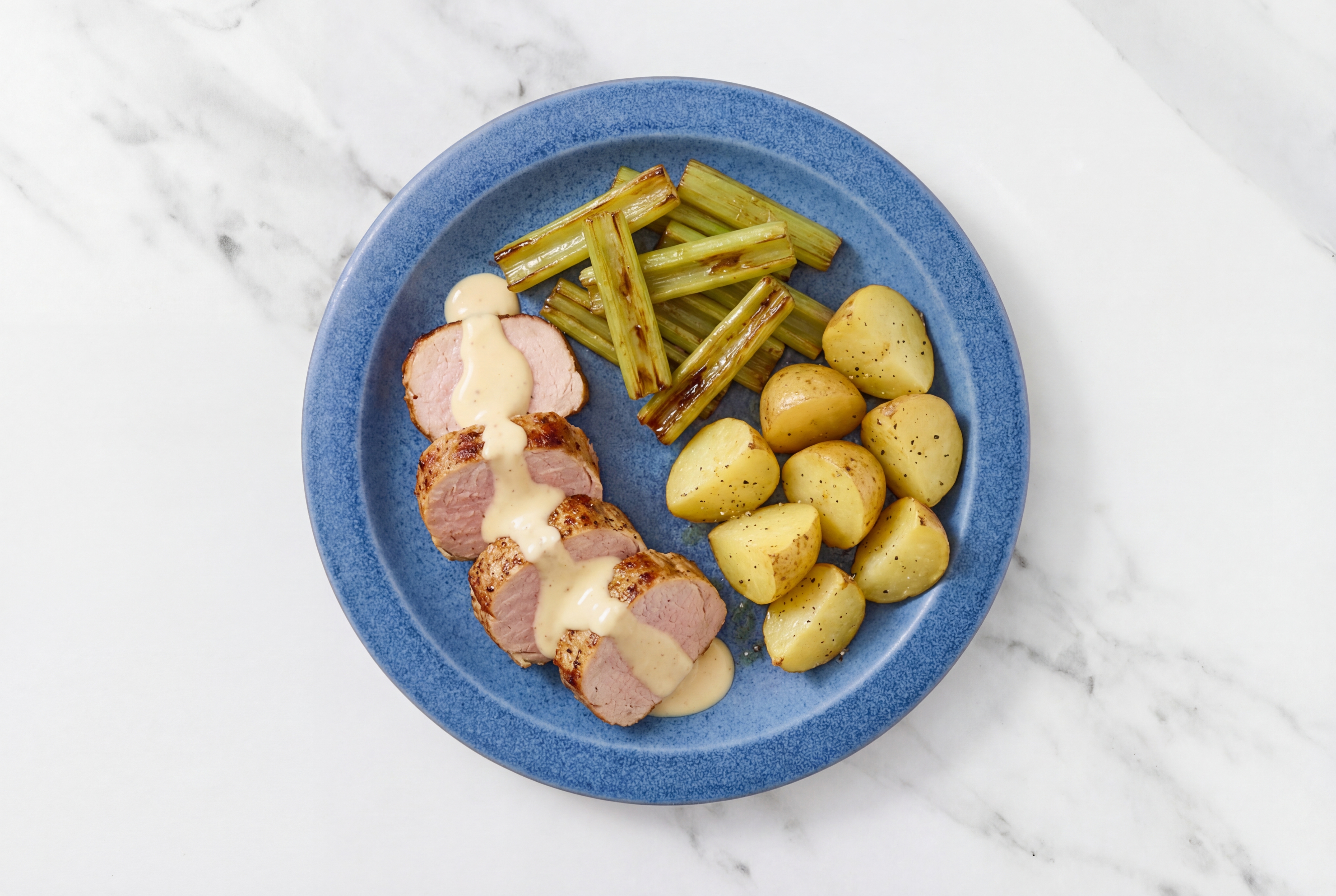 Horseradish Pork Tenderloin + Roasted Celery n' Taters