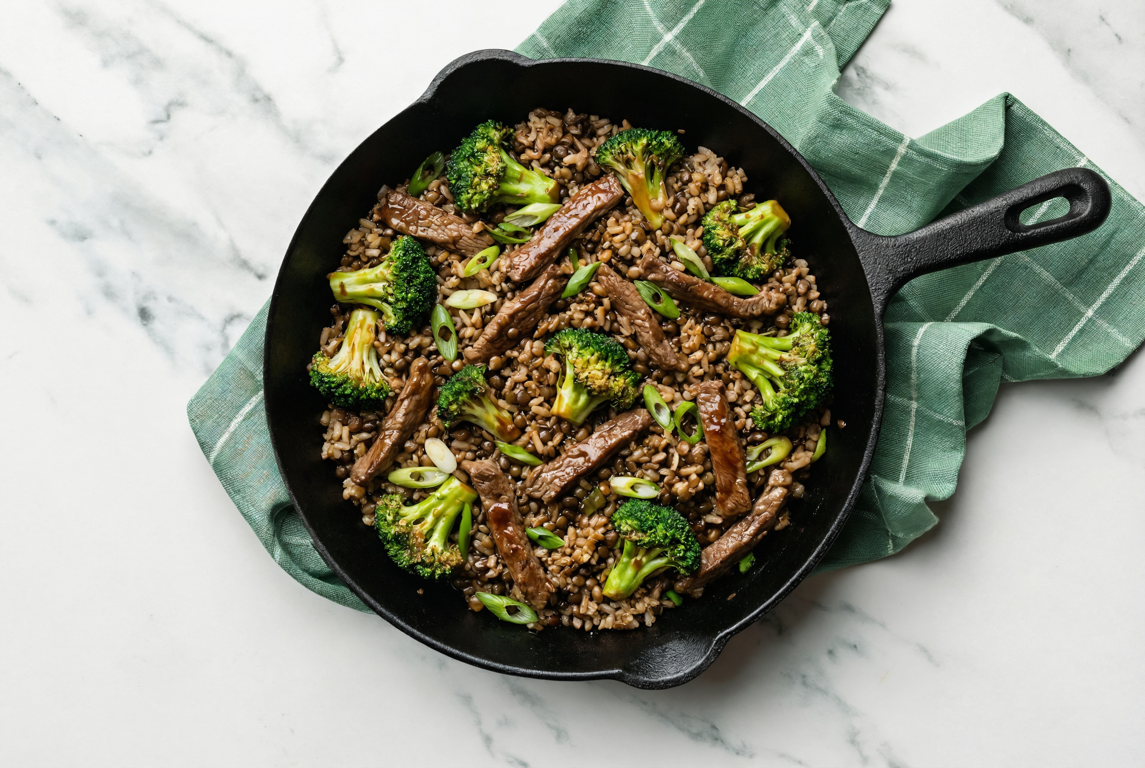 Teriyaki Beef + Broccoli with Lentil Quinoa Rice Mix