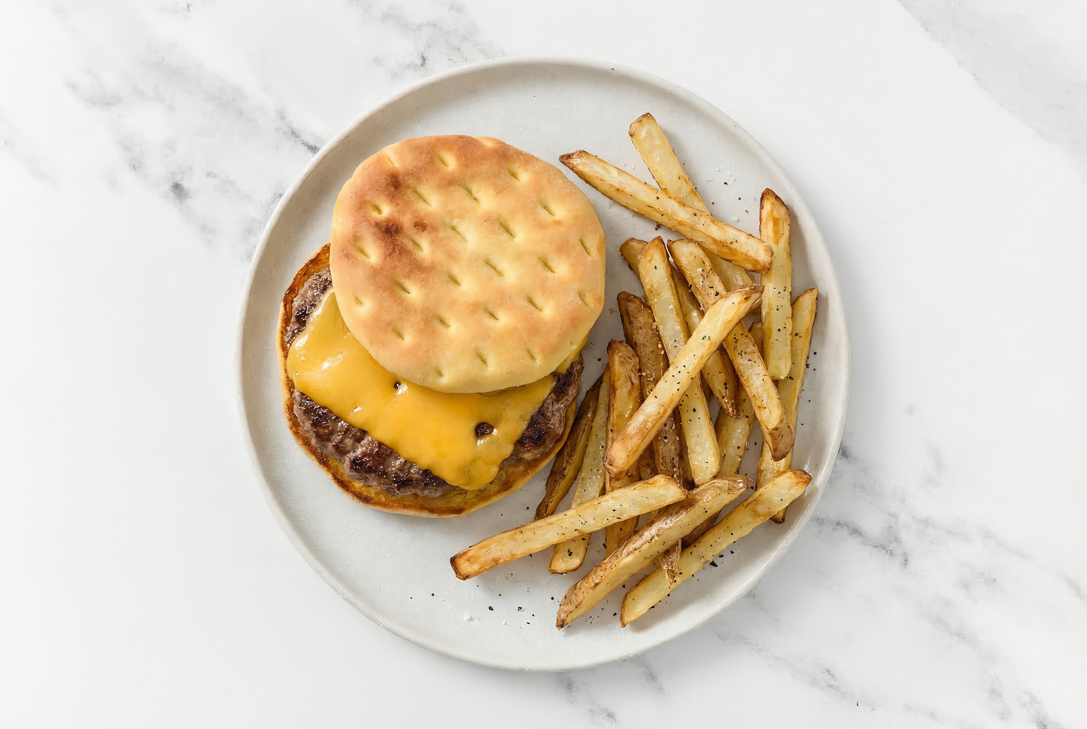 Savory Juicy Cheddar Cheeseburger + Oven Fries