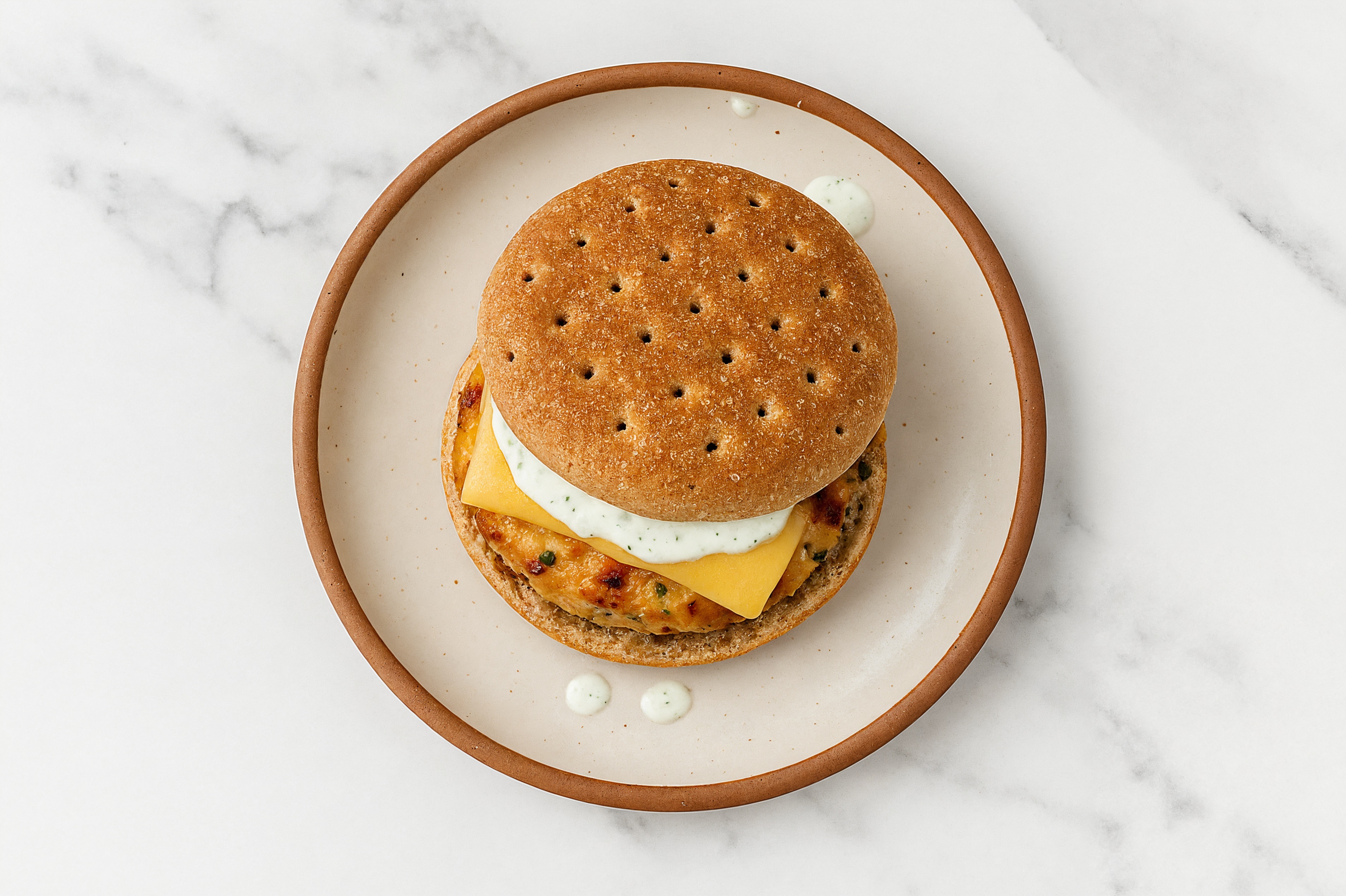 Garlic Chicken Burger on Multigrain with Tzatziki & Gouda