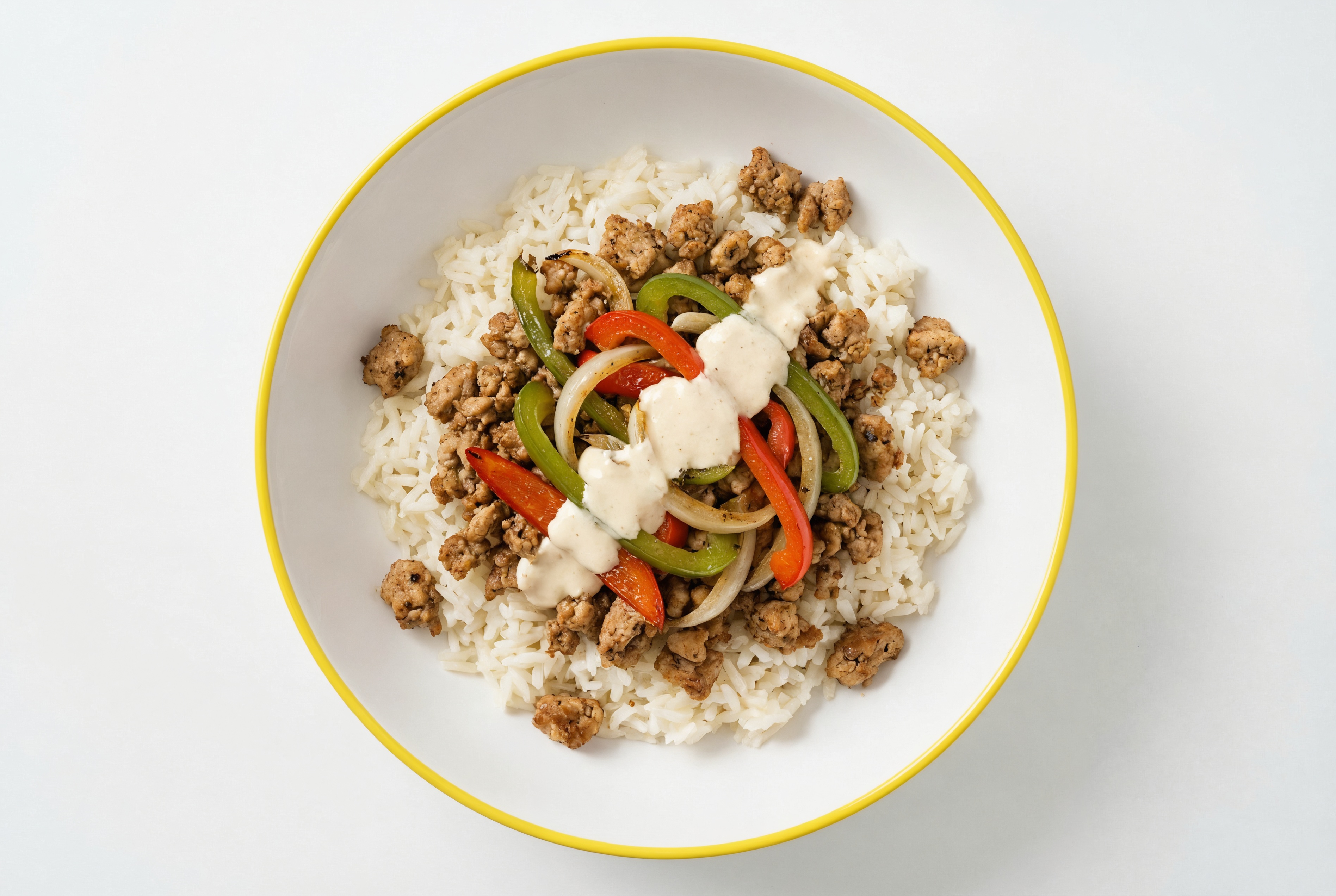 Ground Turkey & Veggie Grain Bowl with Creamy Horseradish