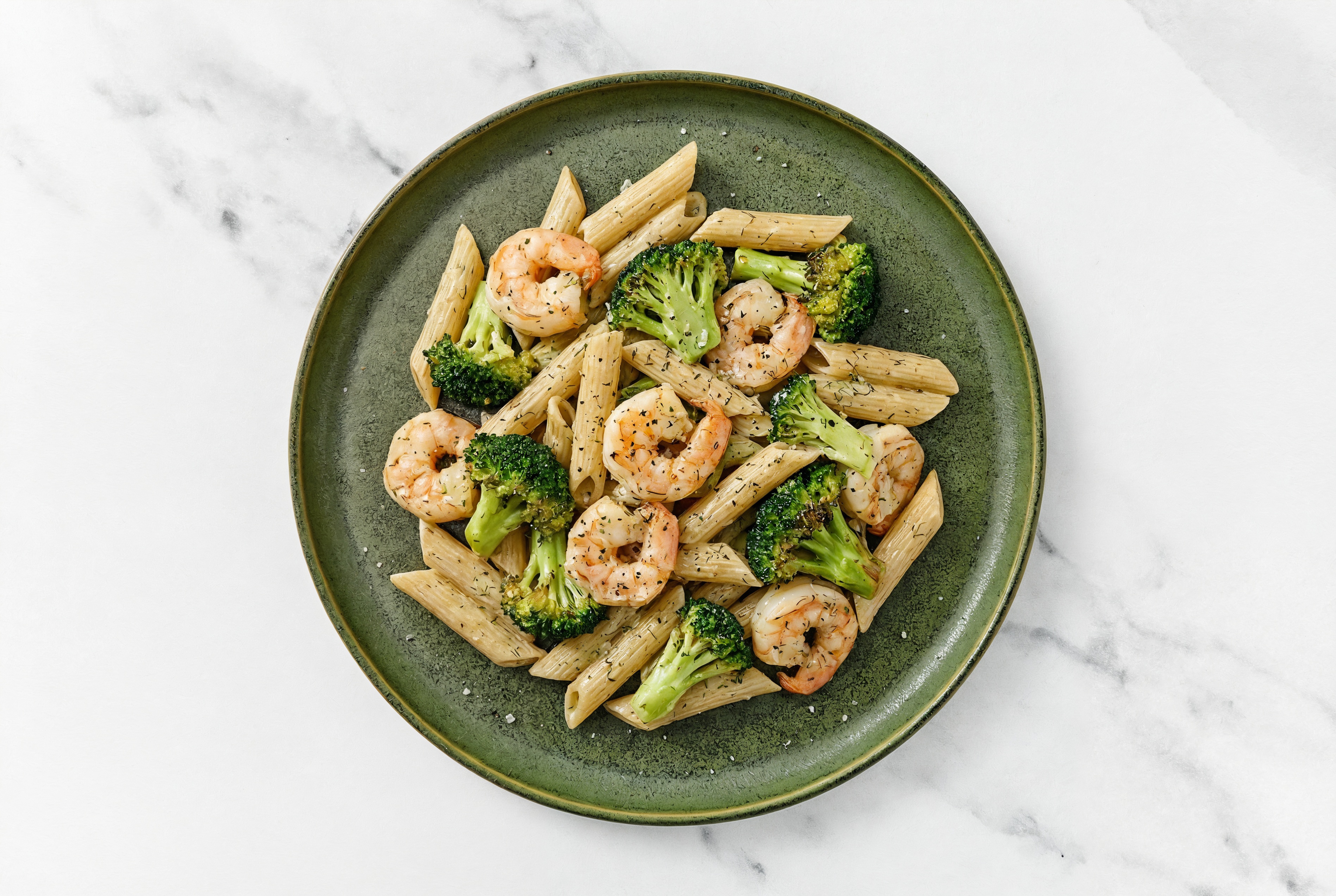 Creamy Dill Gulf Shrimp + Broccoli Pasta