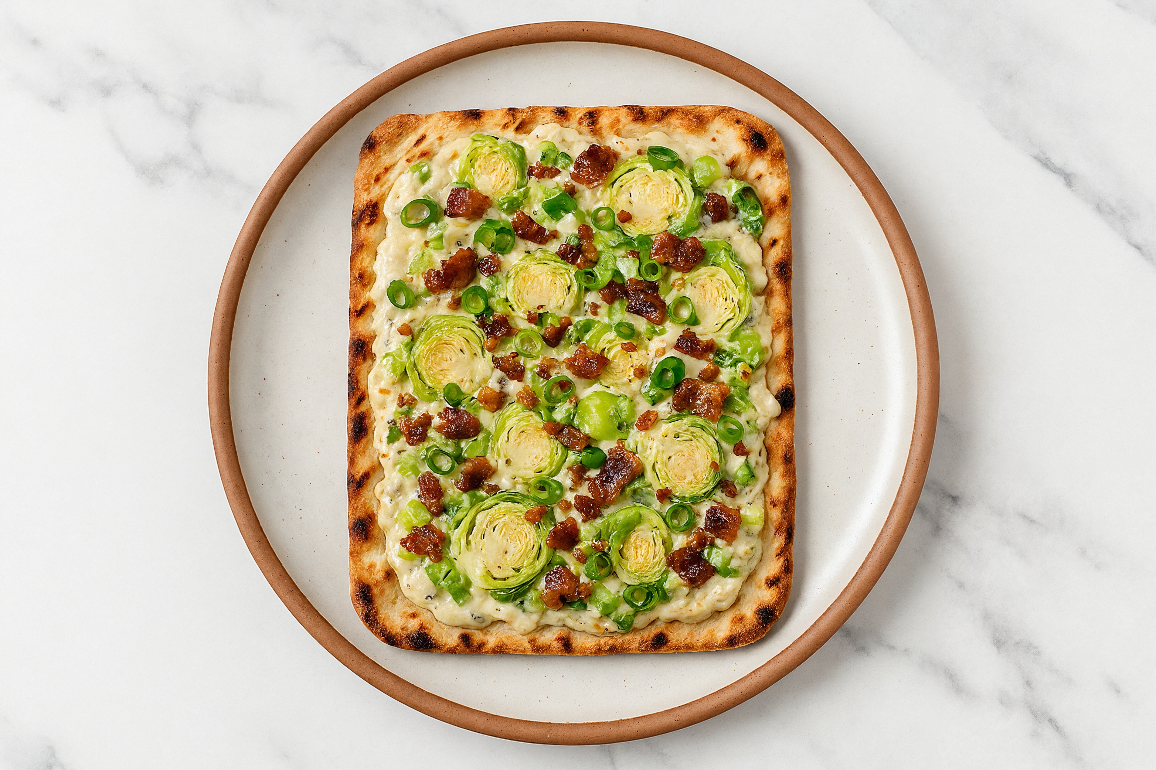 Creamy Rosemary Mushroom Truffle Sauce Brussels + Applewood Smoked Pork Bacon White Pie