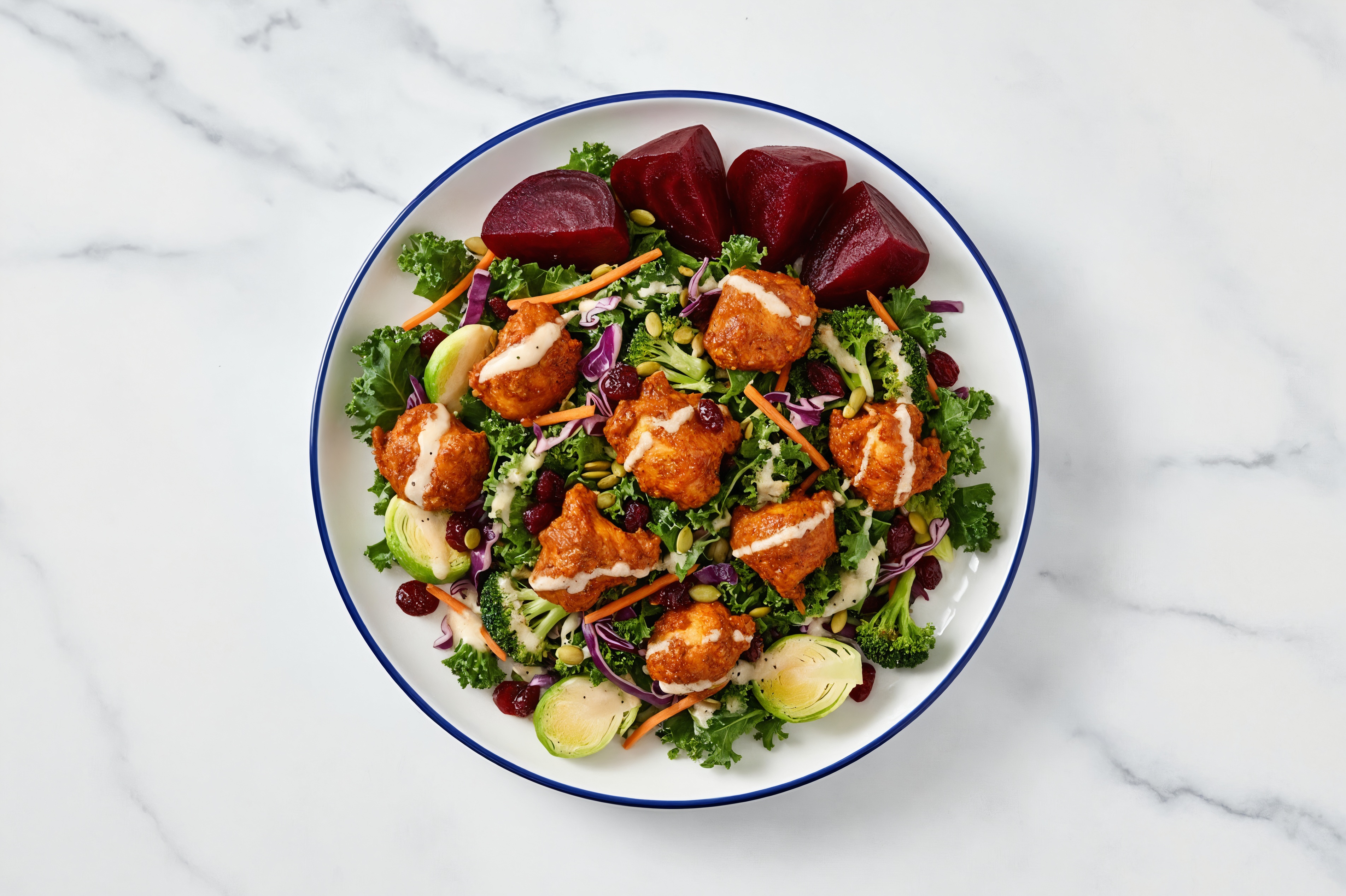 Sweet Kale Tandoori Chicken Salad with Organic Cooked Beets