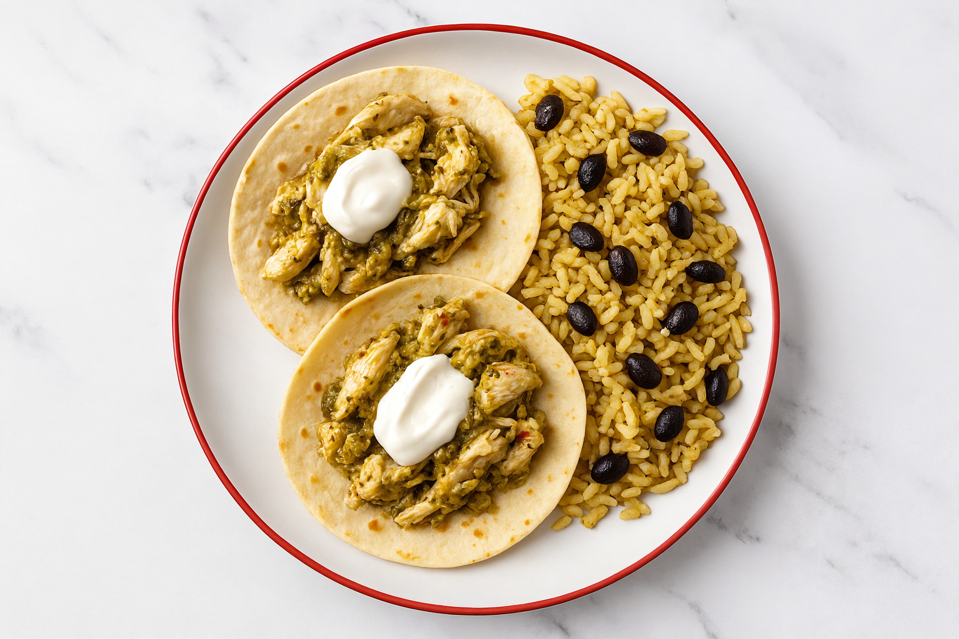 Cilantro Lime Chicken Tacos + Rice with Beans