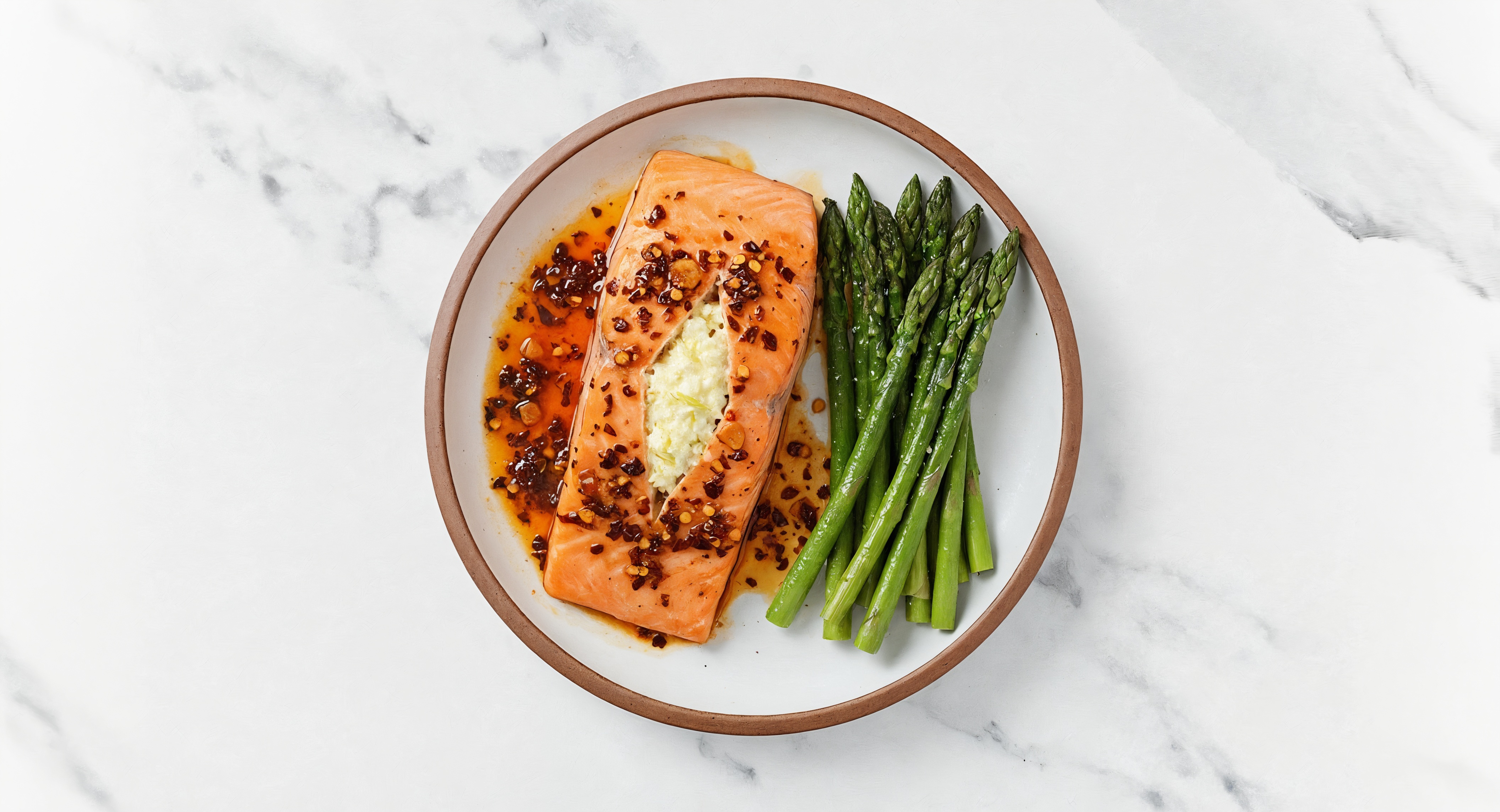 Hearty "Ricotta"-Stuffed Salmon + Asparagus