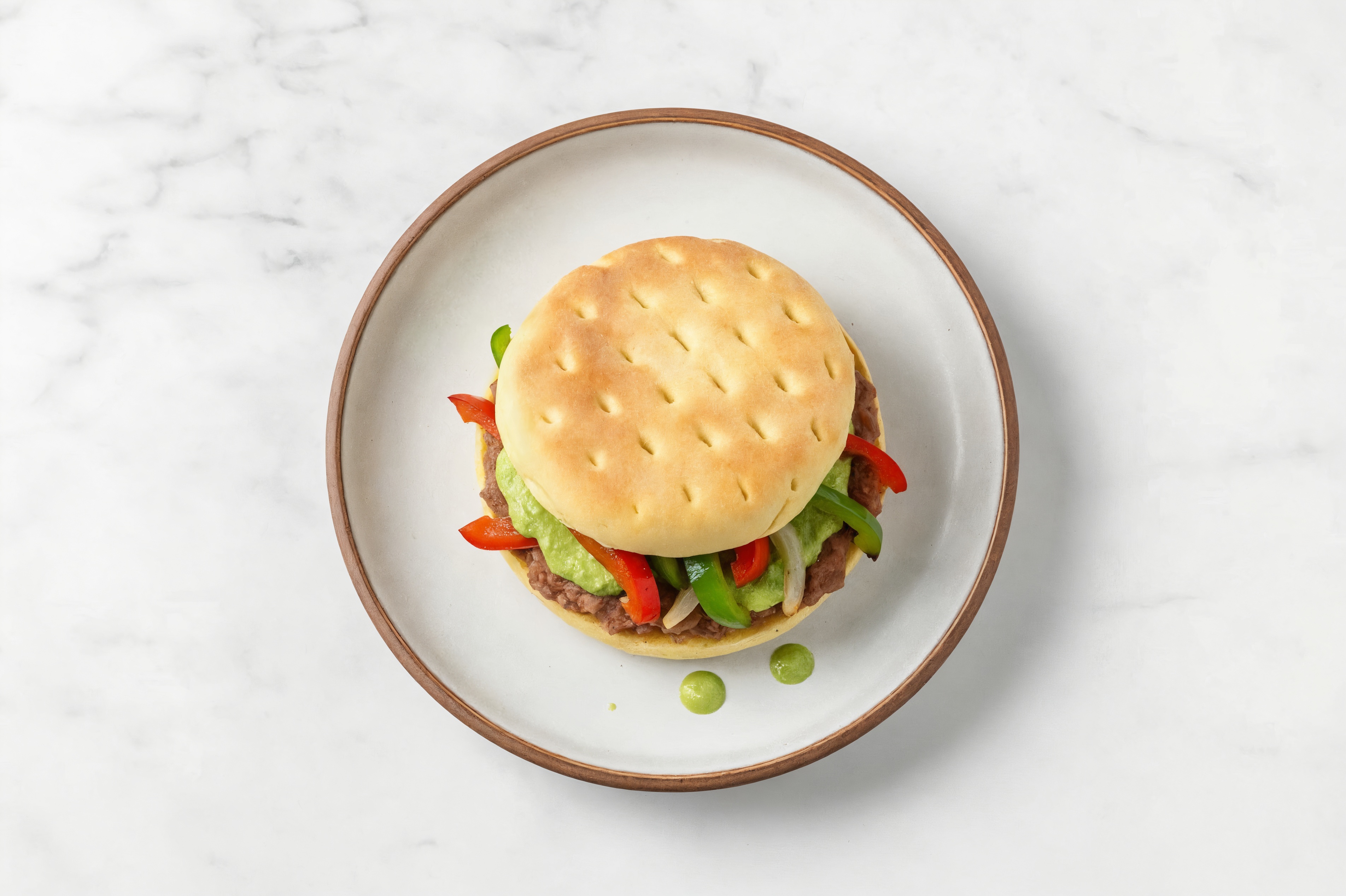 Refried Red Beans 'n Guac Fajita Sandwich