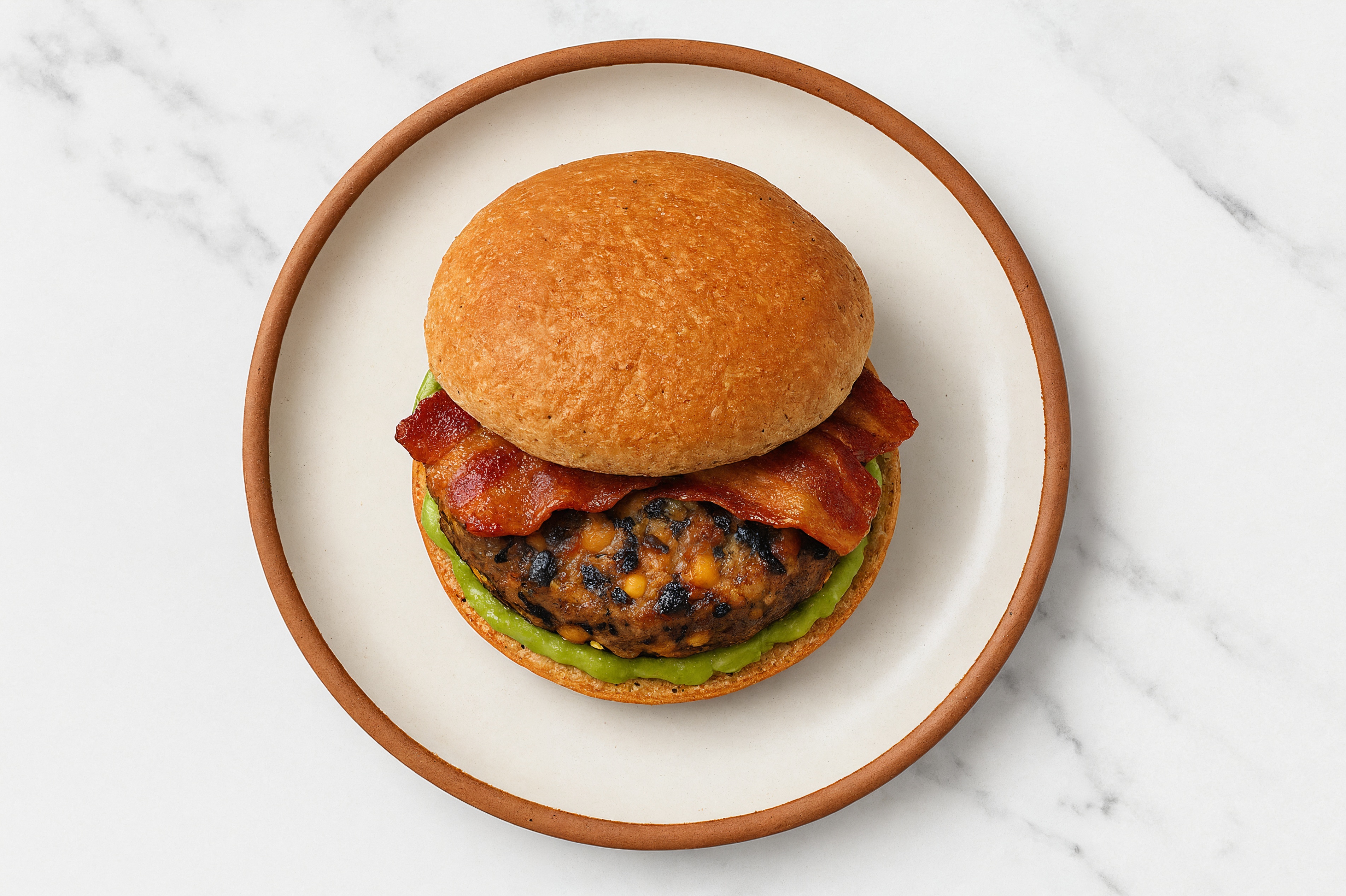 Maple Bacon Black Bean Avocado Burger