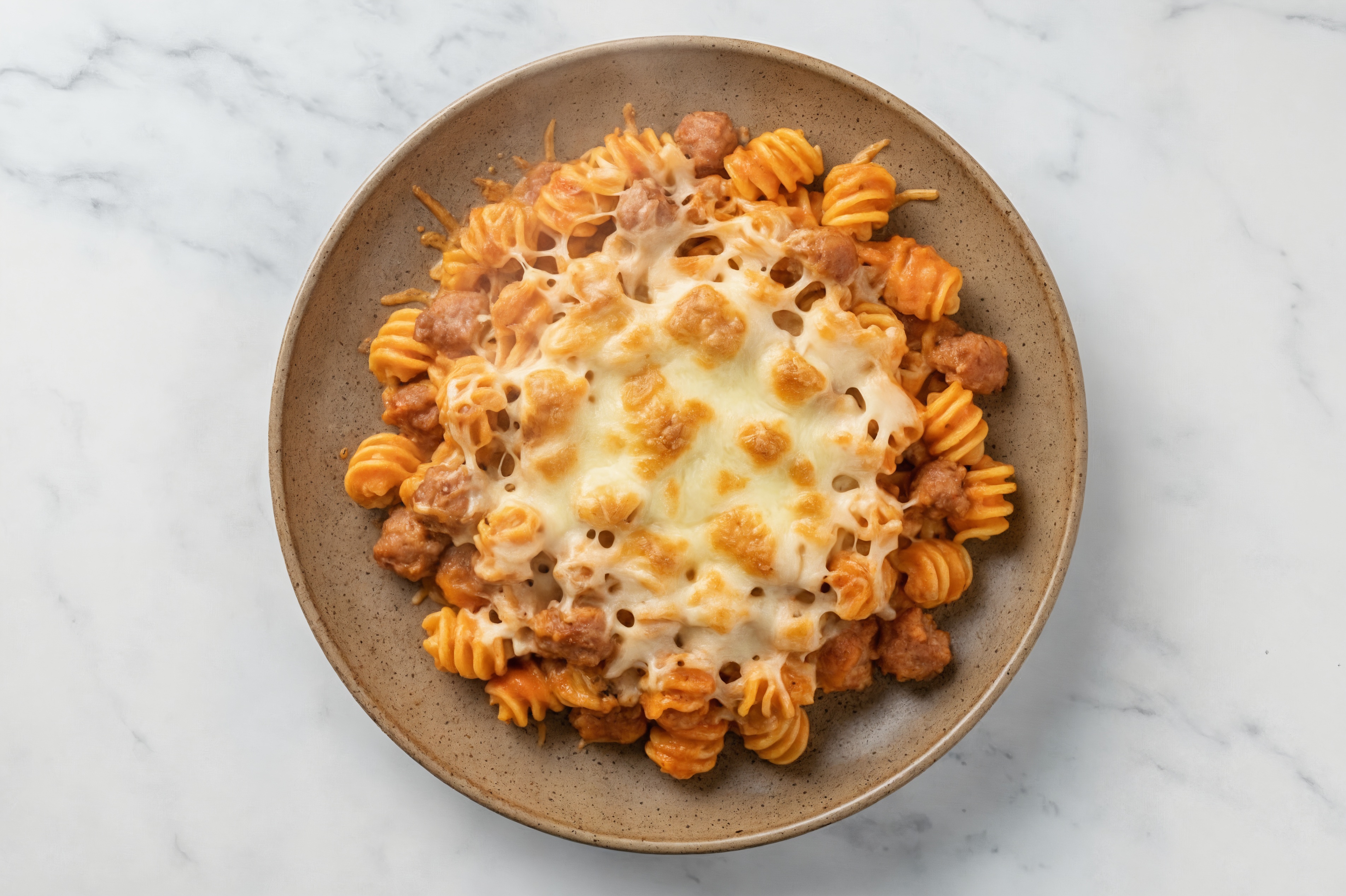 Creamy Sweet Italian Pork Sausage Protein Pasta Bake