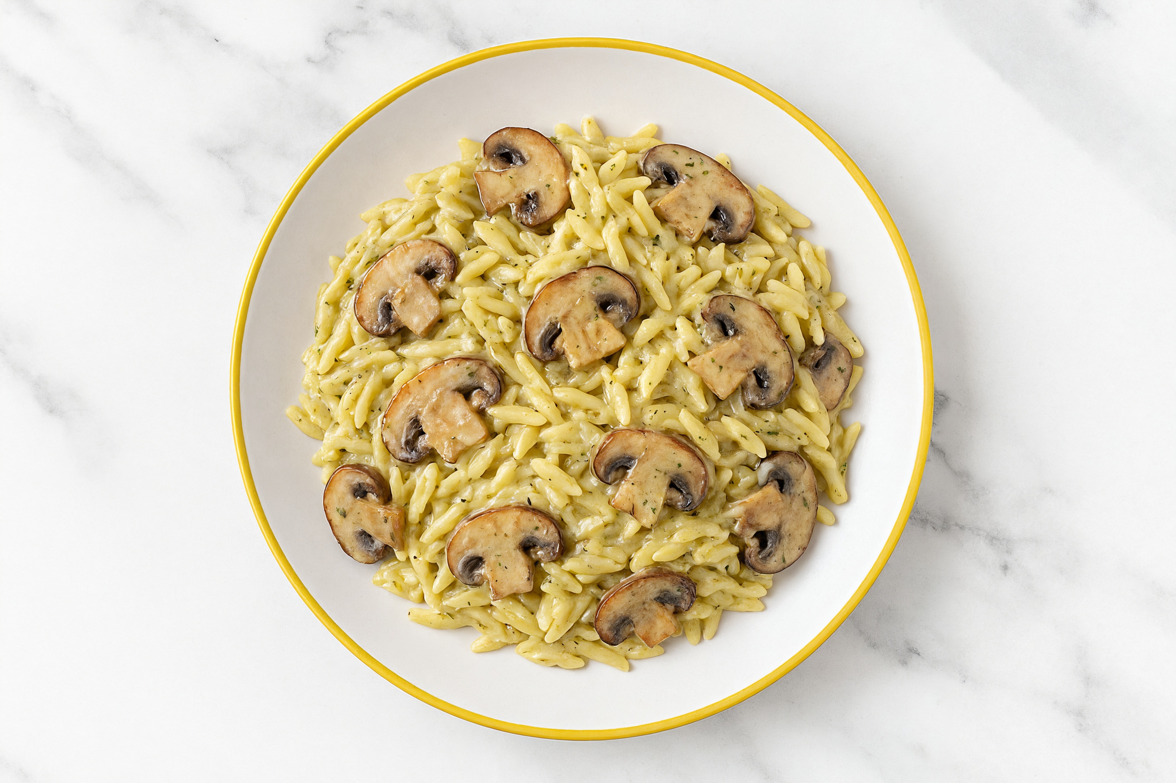 Creamy Herb White Sauce Mushroom Orzo