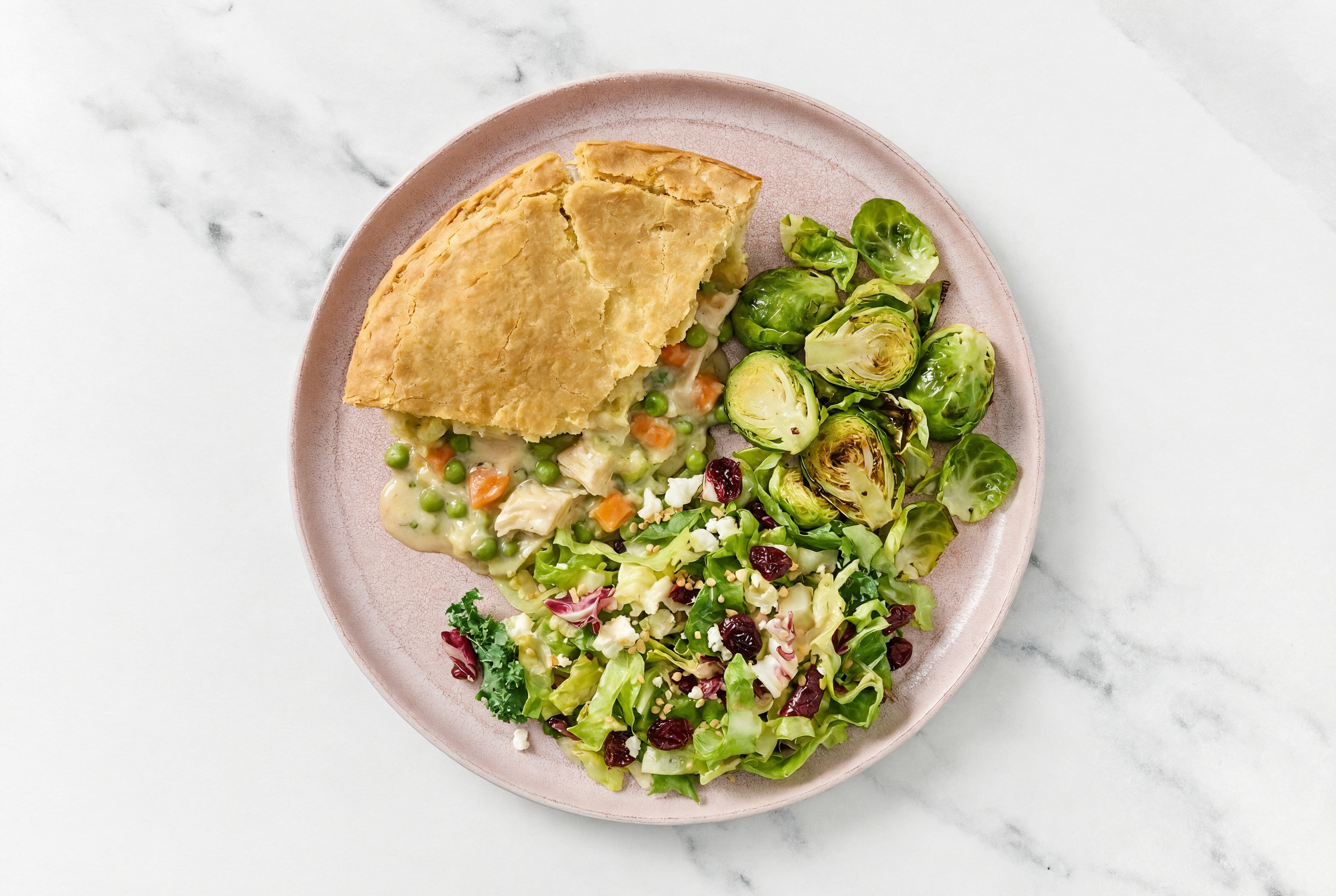 Chicken Pot Pie with Brussels & Honey Citrus Salad