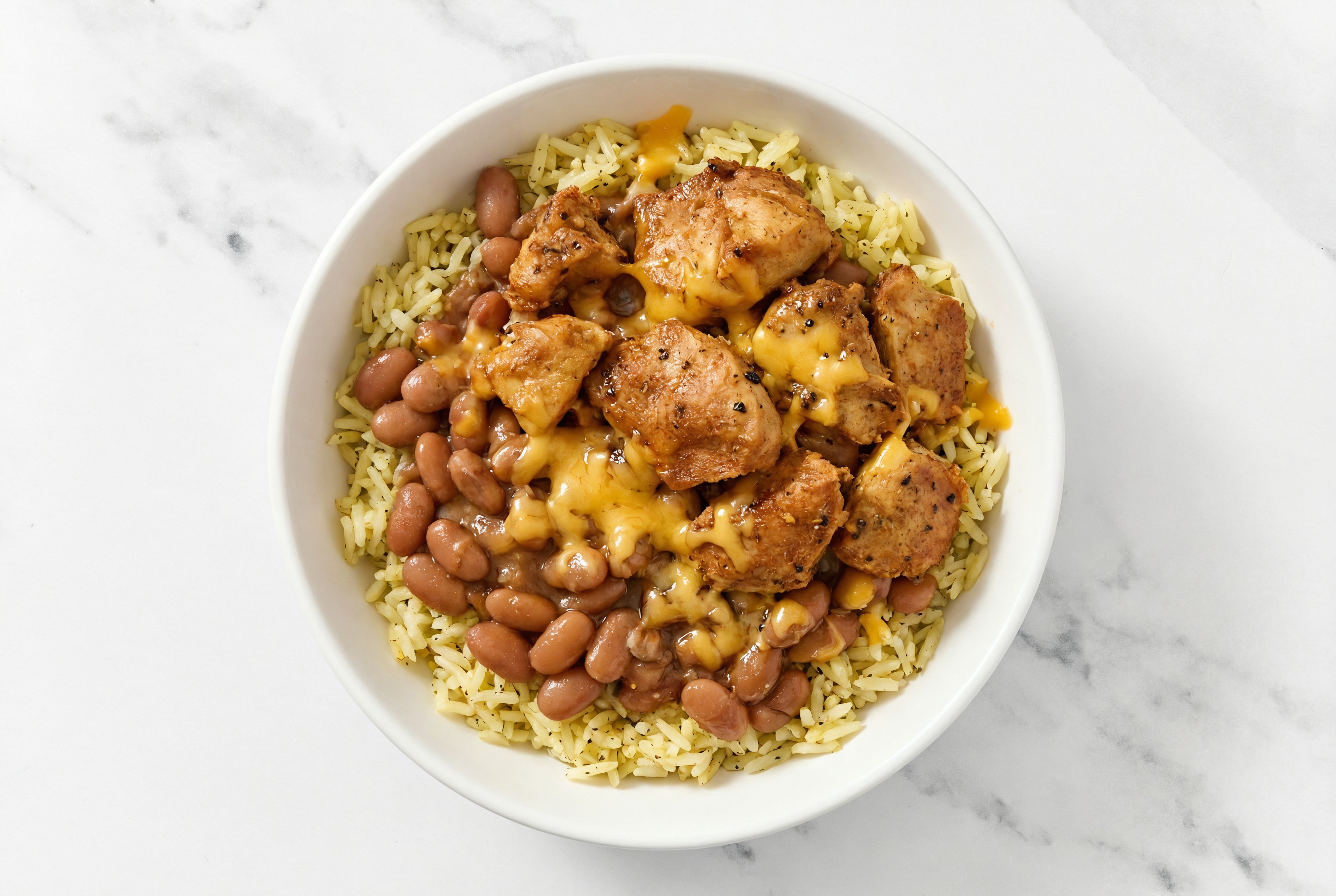 Cheesy Rotisserie Chicken Burrito Bowl with Sharp Cheddar Bar