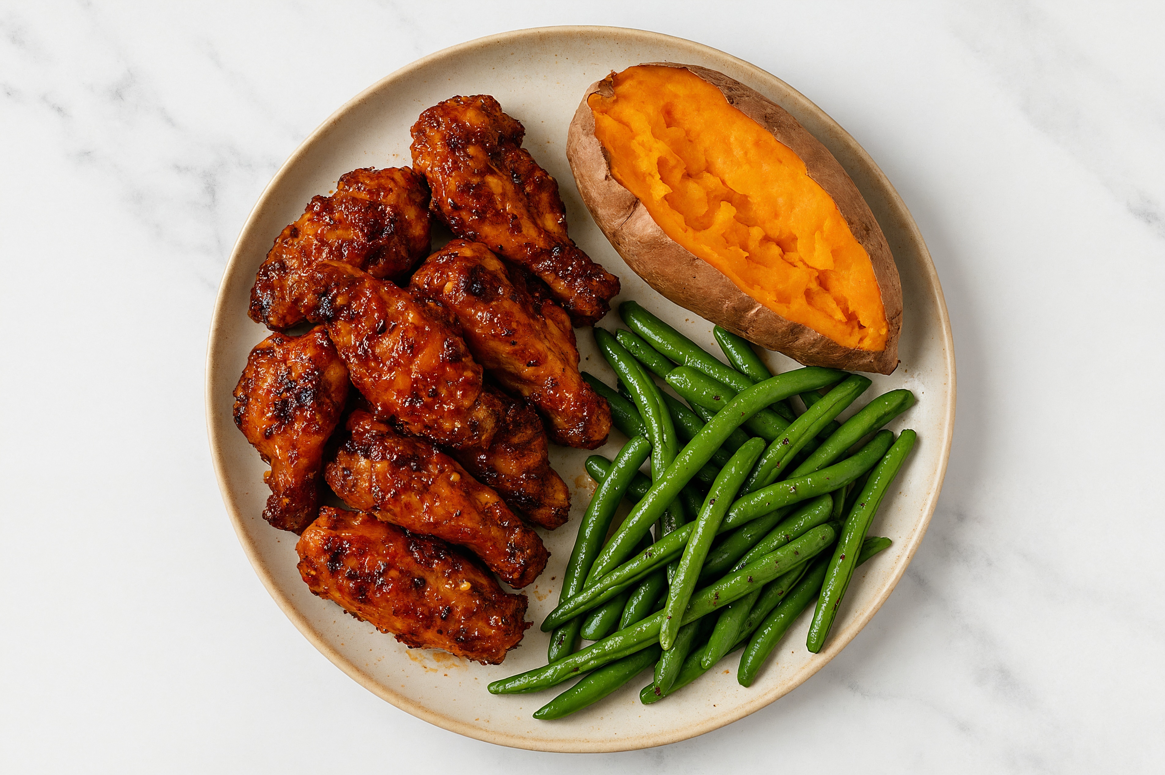 Chili Crisp Chicken Wings + Green Beans